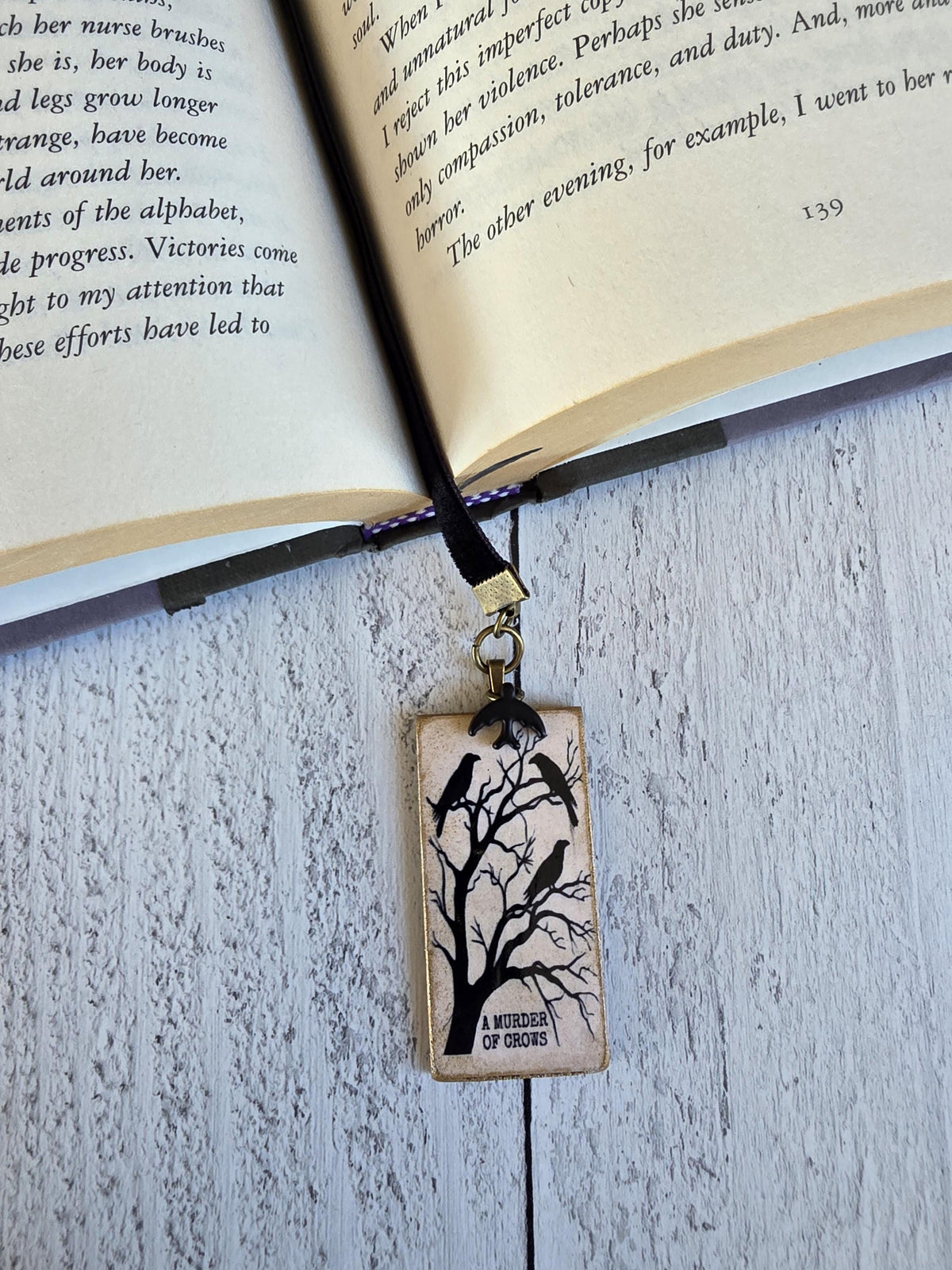 Murder of Crows Velvet Ribbon Bookmark, Perfect Gift for the Gothic Reader