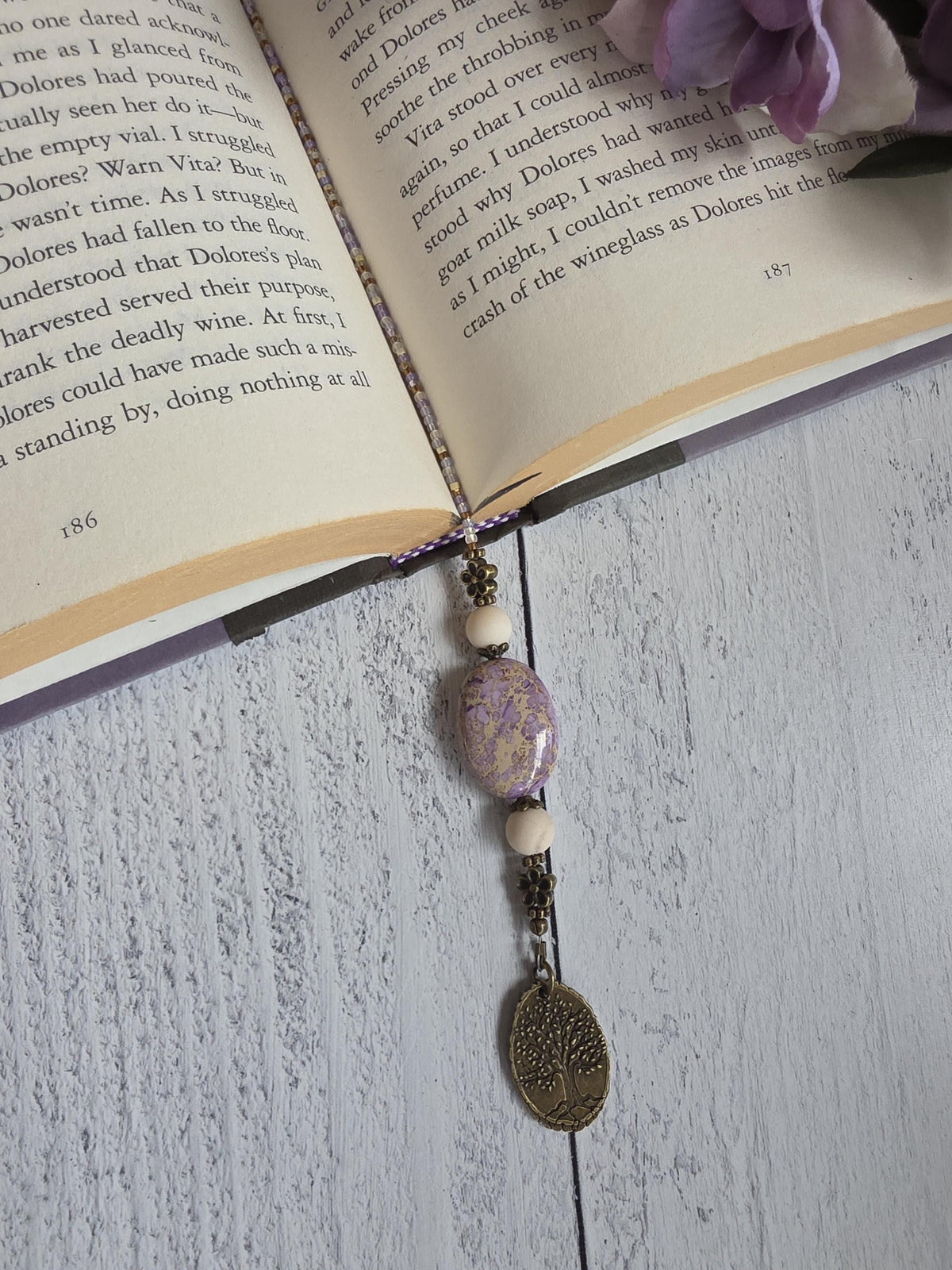 Gemstone Bookmark with Lavender Dyed Imperial Jasper Bead Makes a Unique Reader Gift