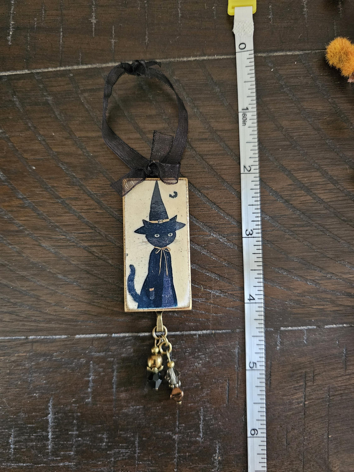 Witch Cat Whimsical Ornament, Halloween Decor