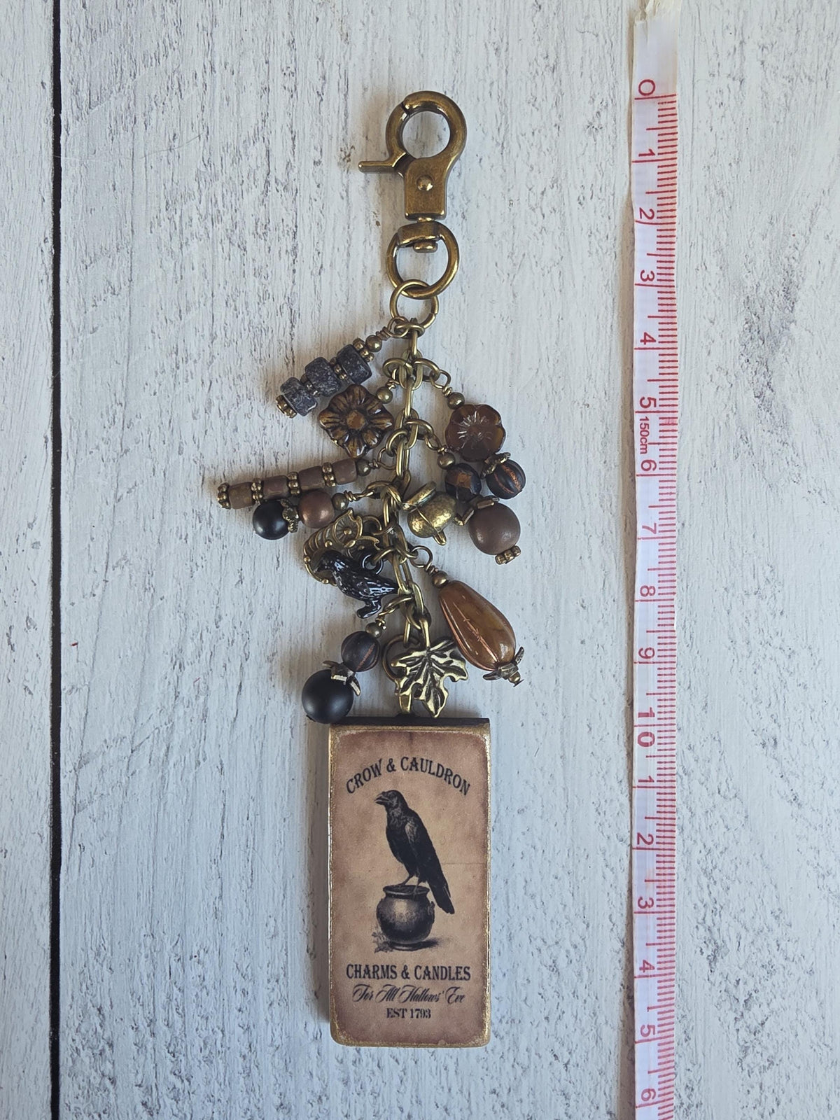 Gothic Crow Bag Charm, Moody Fall Halloween Purse Clip