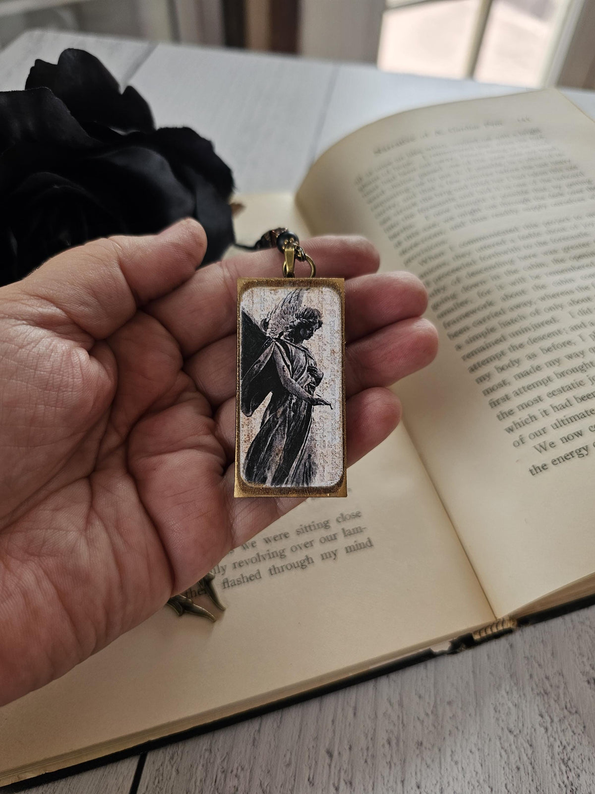 Archangel Bookmark, Concrete Angel, Gothic Grave Marker Bookmark, Reader Gift