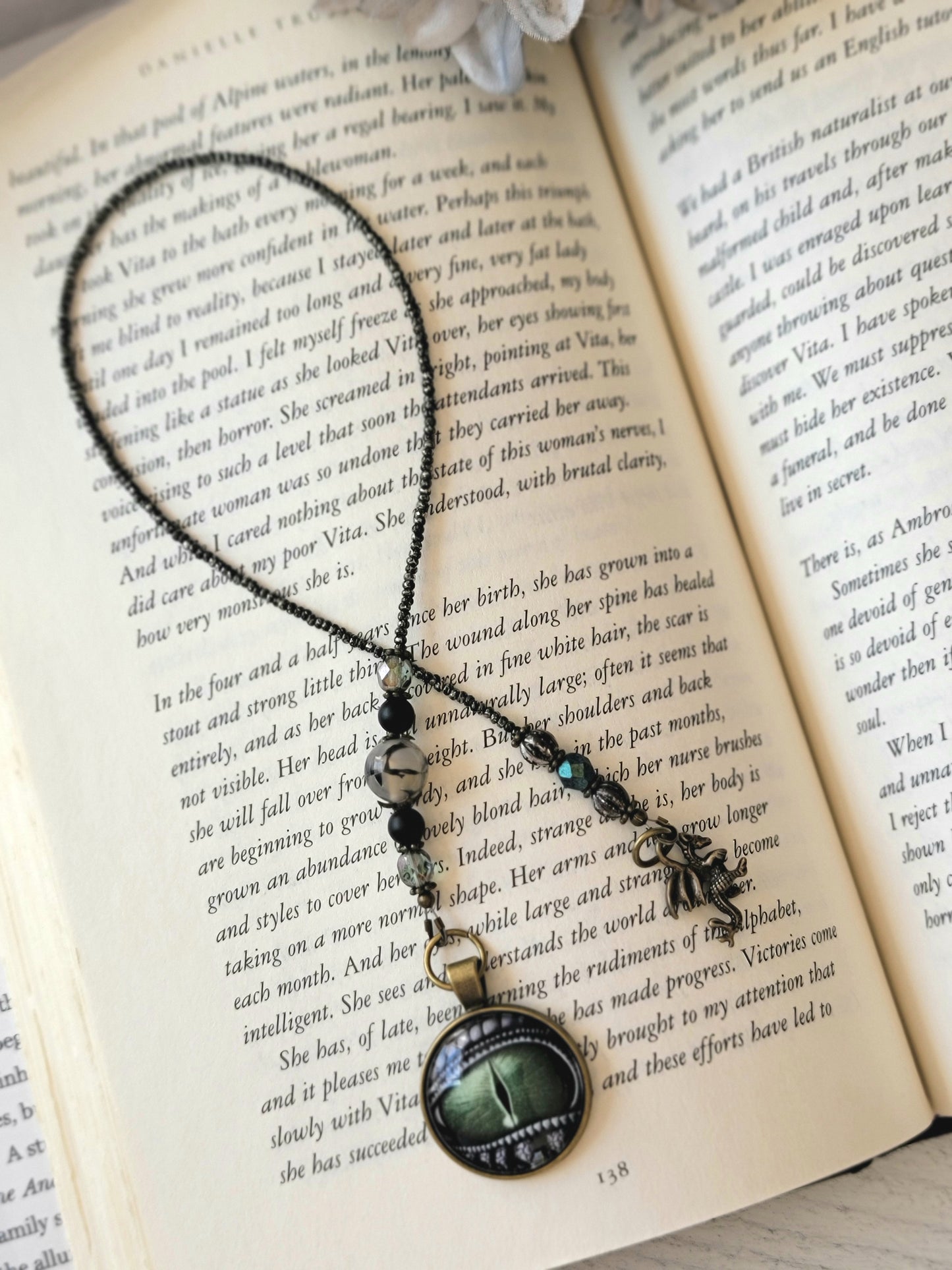Dragon Eye Bookmark with Dragon Vein Agate Bead is Perfect for the Fantasy Reader