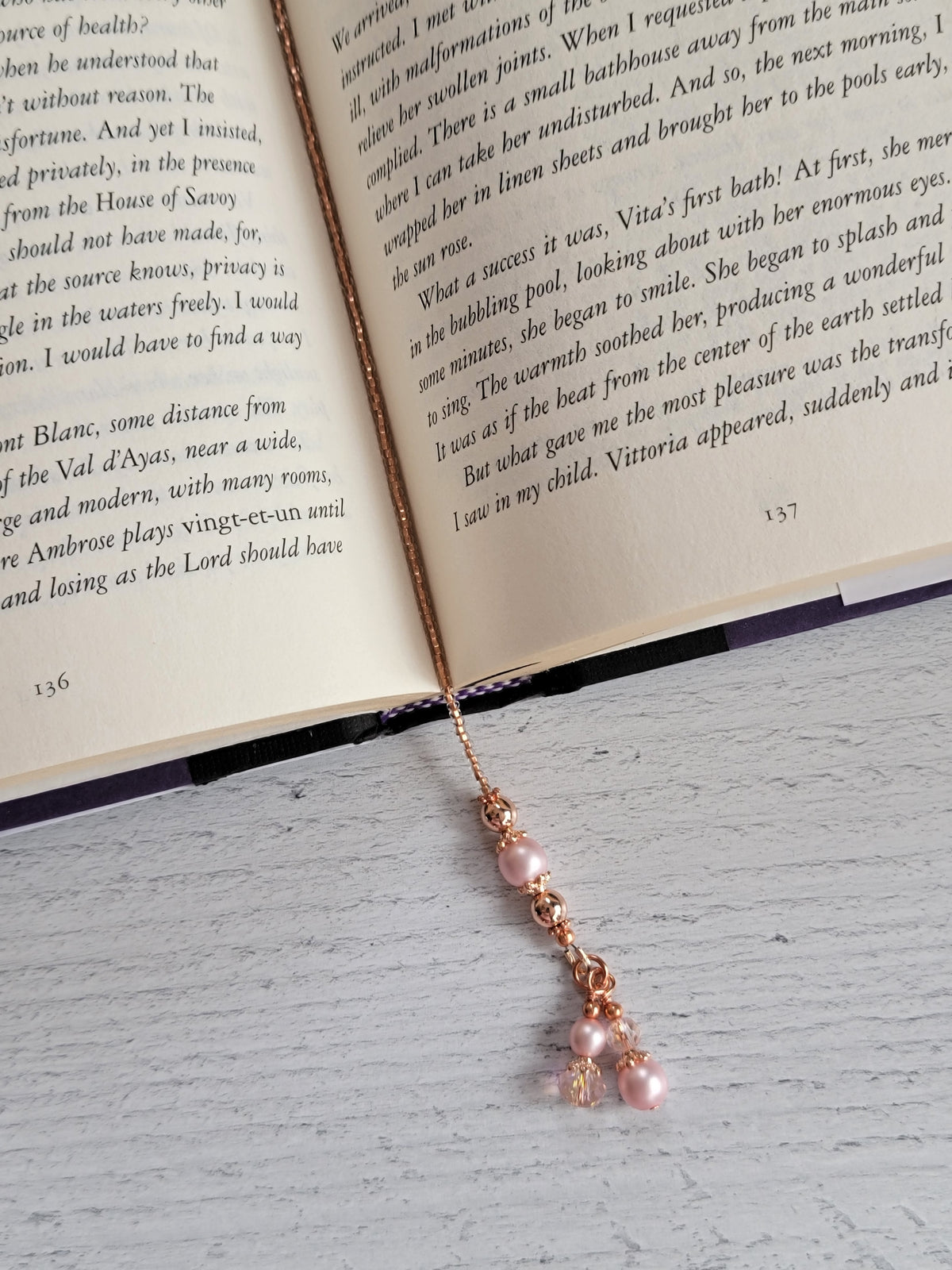Rose Gold Plate and Copper Beaded Bookmark