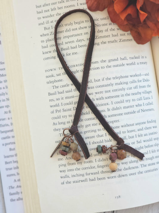 Red Creek Jasper and Leather Bookmark