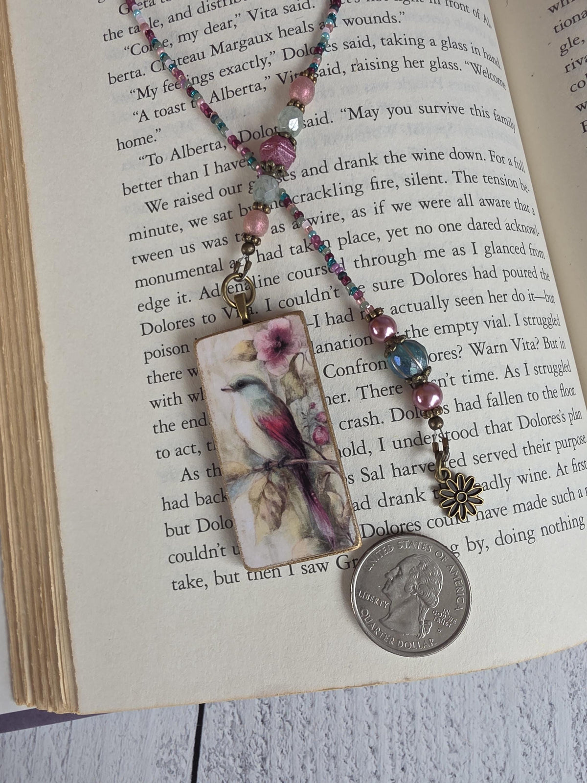 Whimsical Bird Bookmark, Beaded Reader Gift