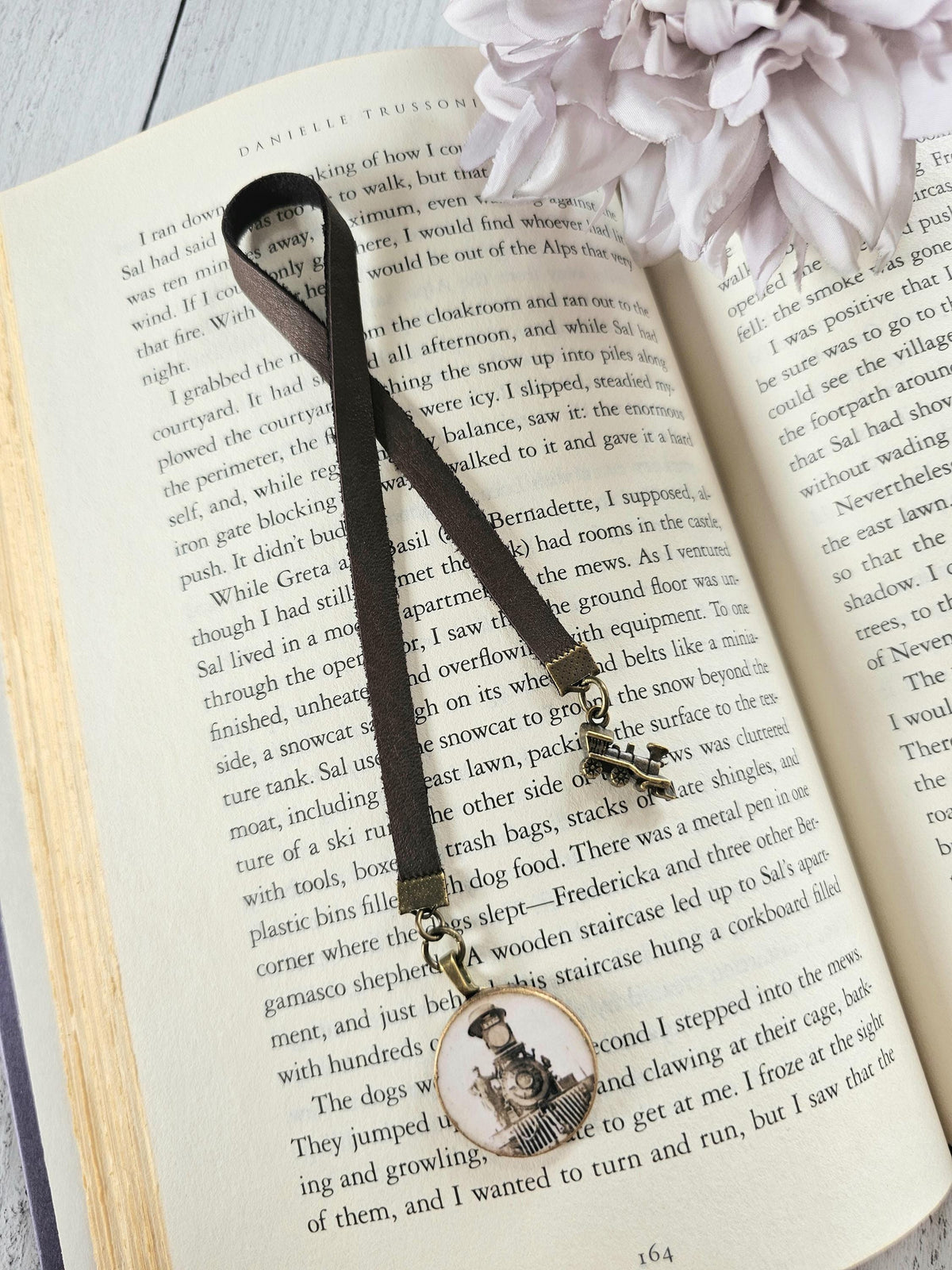 Train Bookmark, Vintage Style Leather Bookmarker, Men's Reader Gift, Father's Day