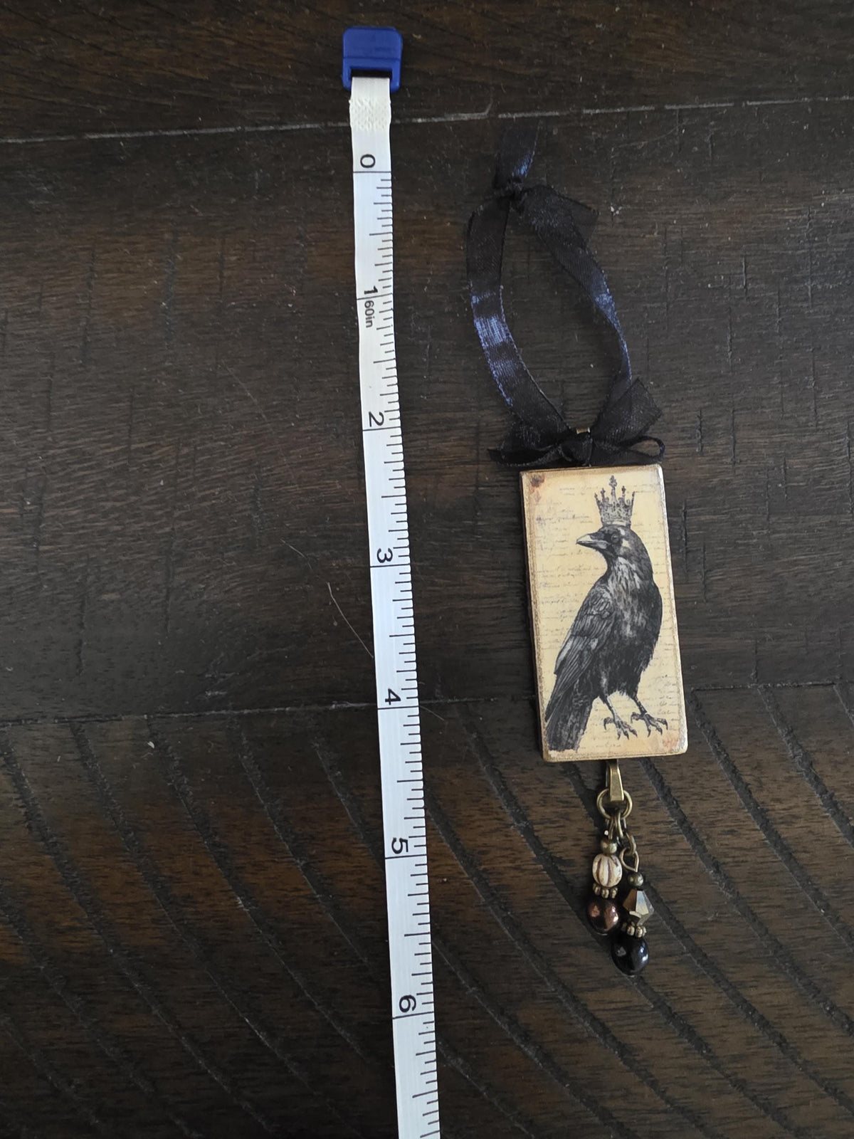 Crown Raven Halloween Ornament, Vintage Style