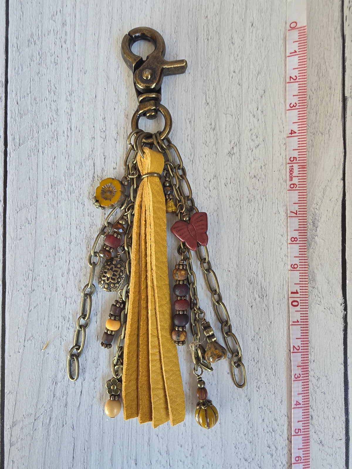 Leather and Beaded Bag Tassel, Fall Purse Flair
