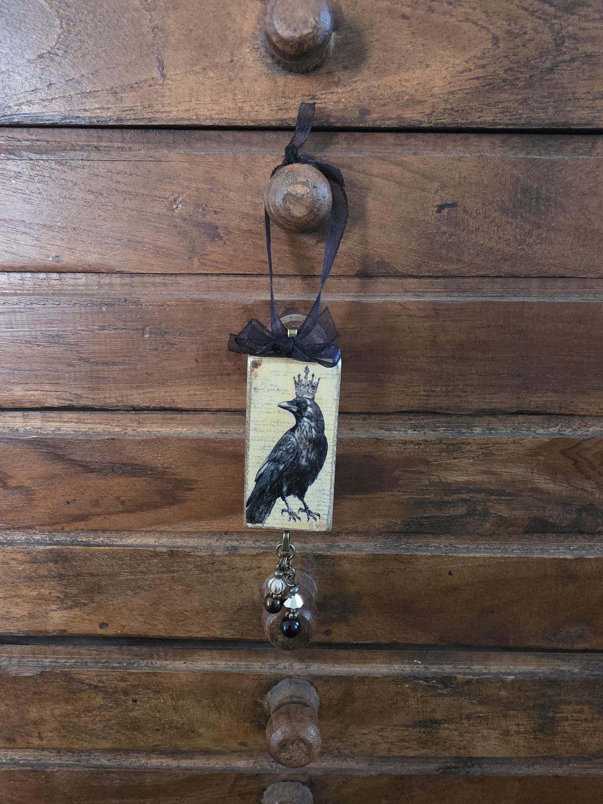 Crown Raven Halloween Ornament, Vintage Style