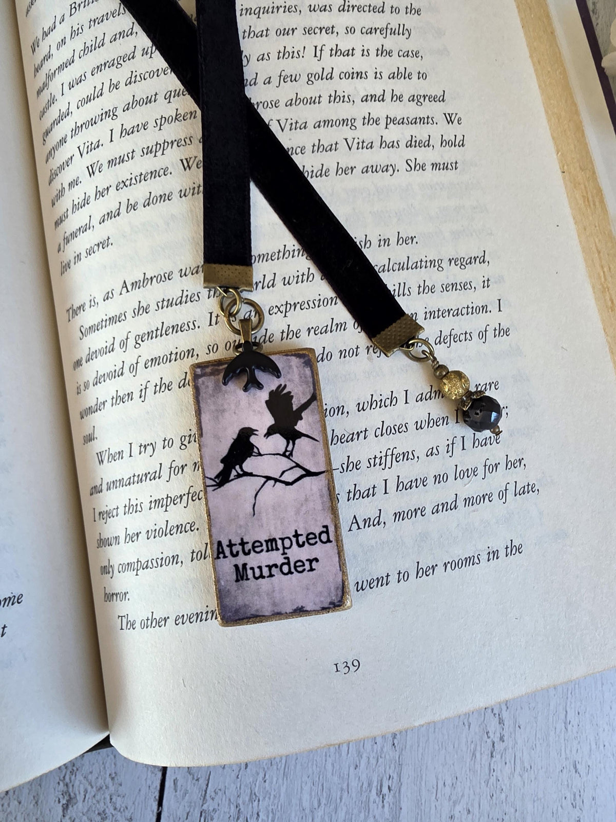Murder of Crows Velvet Ribbon Bookmark, Perfect Gift for the Gothic Reader