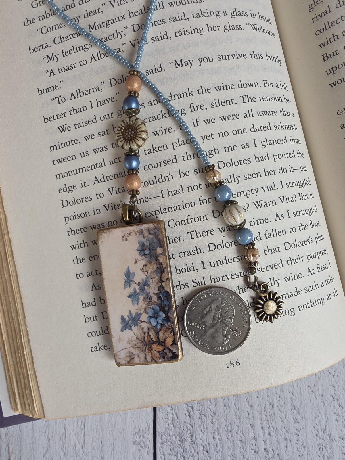Floral Beaded Bookmark, Makes A Great Reader Gift Paired with Book, Choose Your Length
