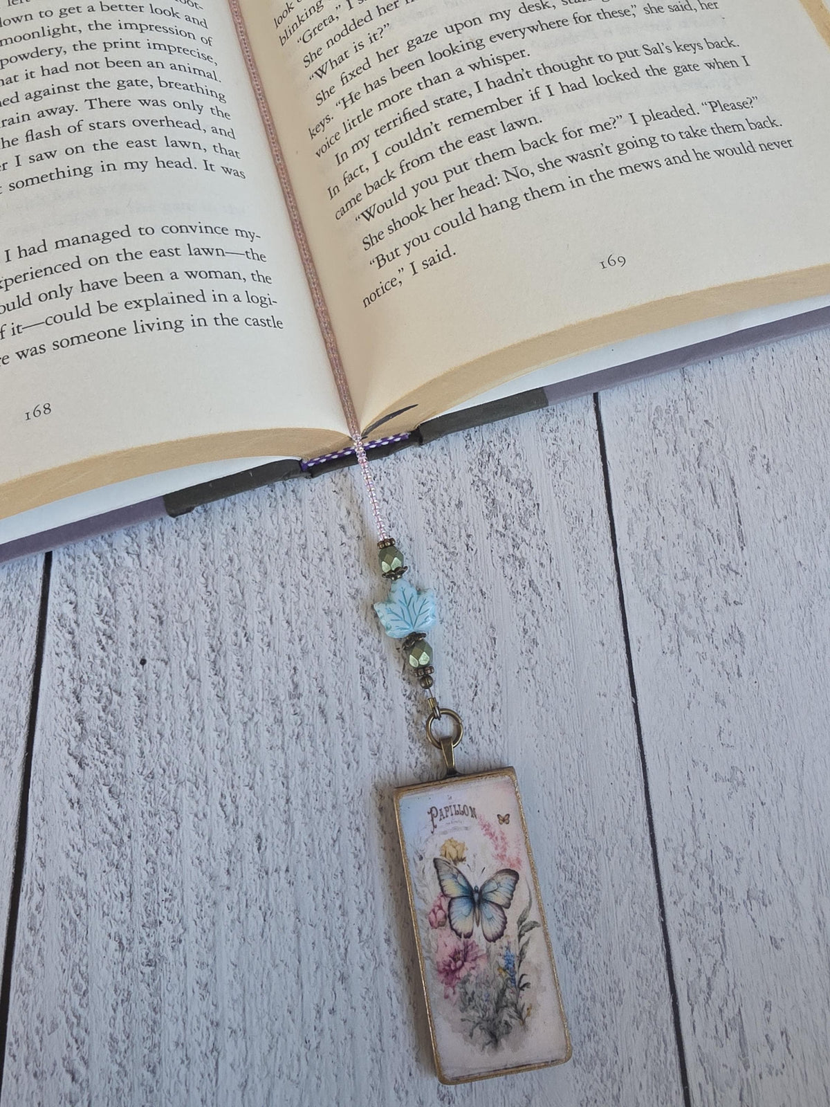 Vintage Style Butterfly Bookmark, Beaded Nature Theme