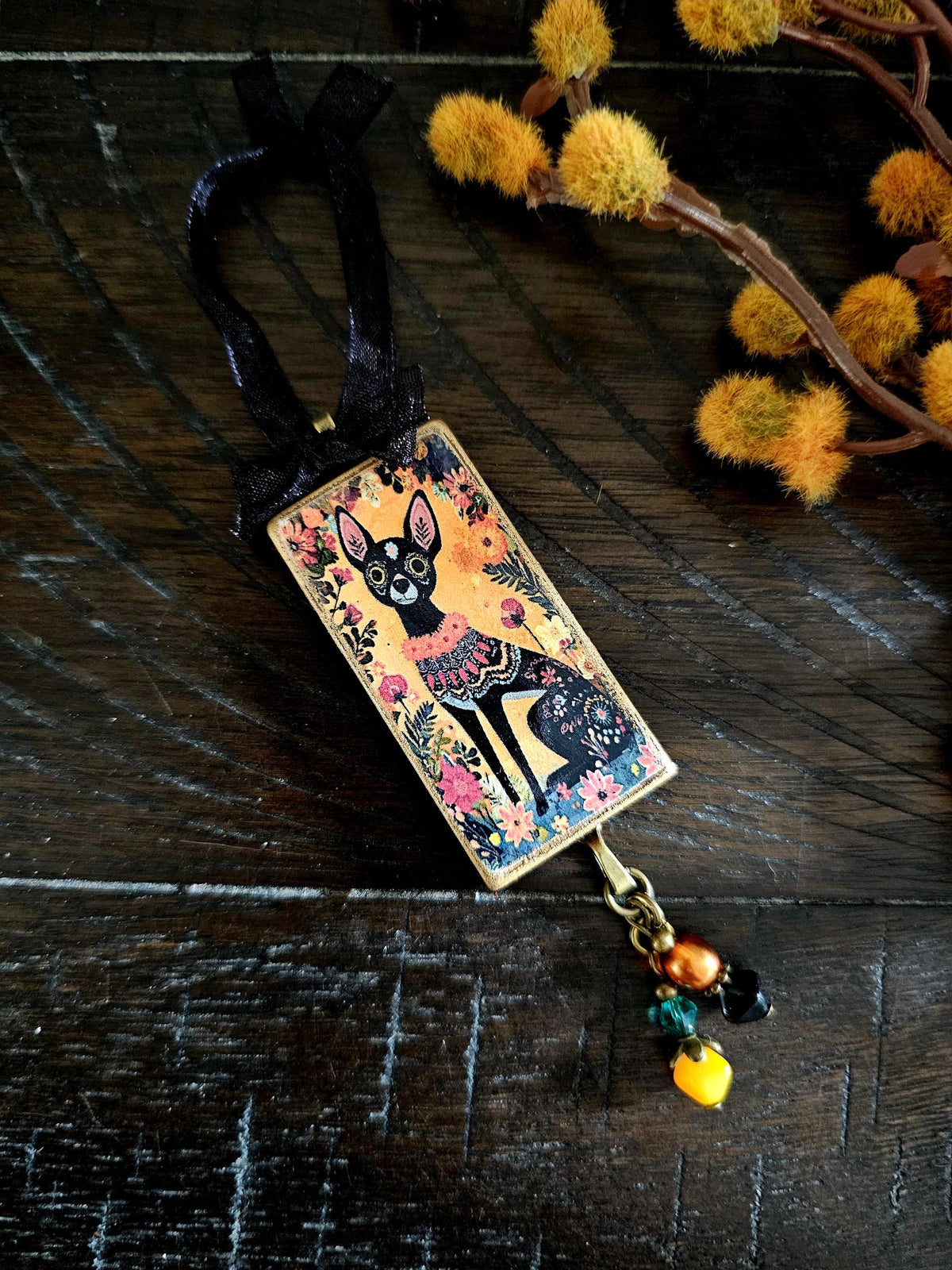 Day of the Dead Chihuahua Ornament, Sugar Skull Dog Dia de los Muertos