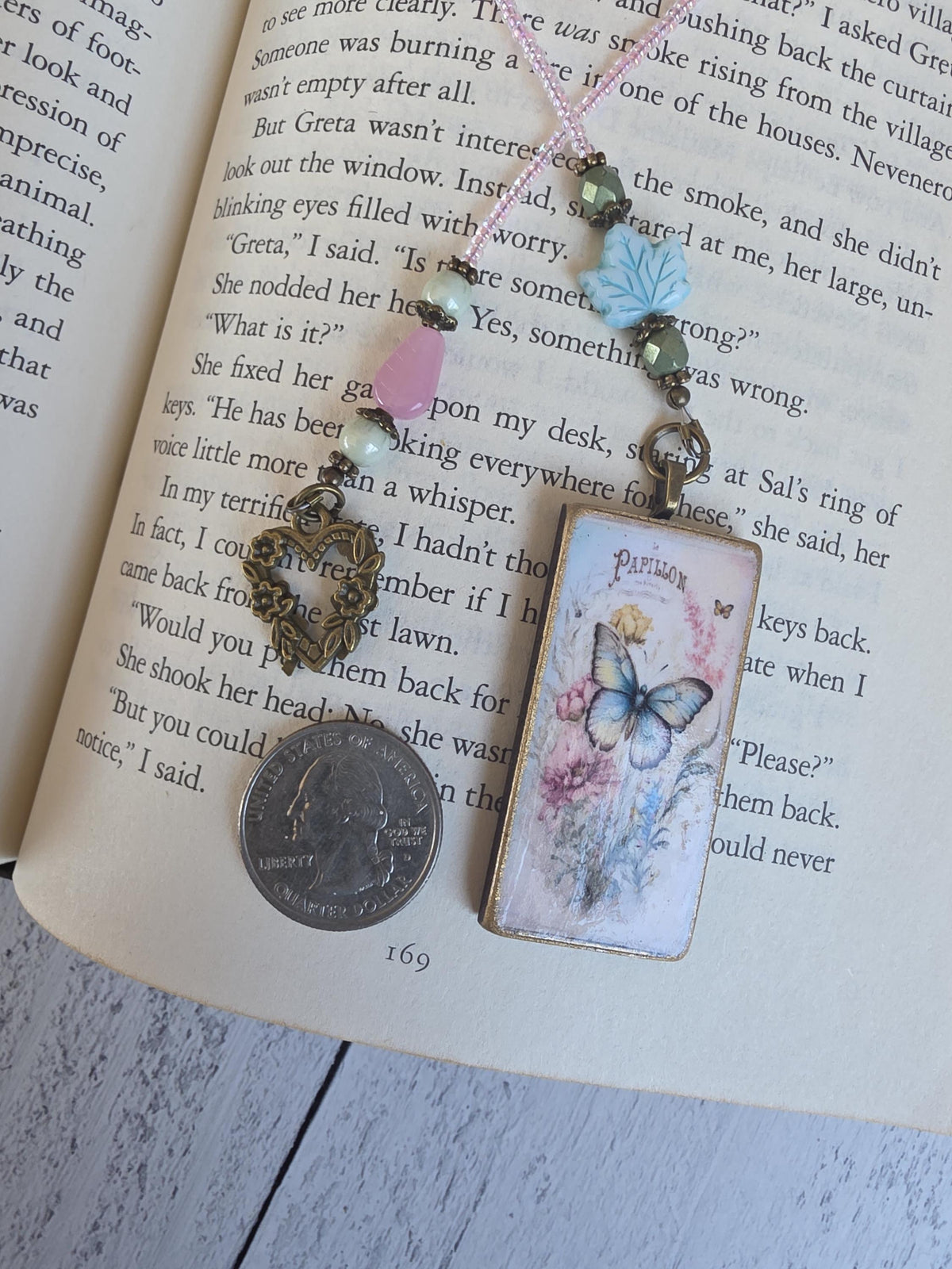 Vintage Style Butterfly Bookmark, Beaded Nature Theme