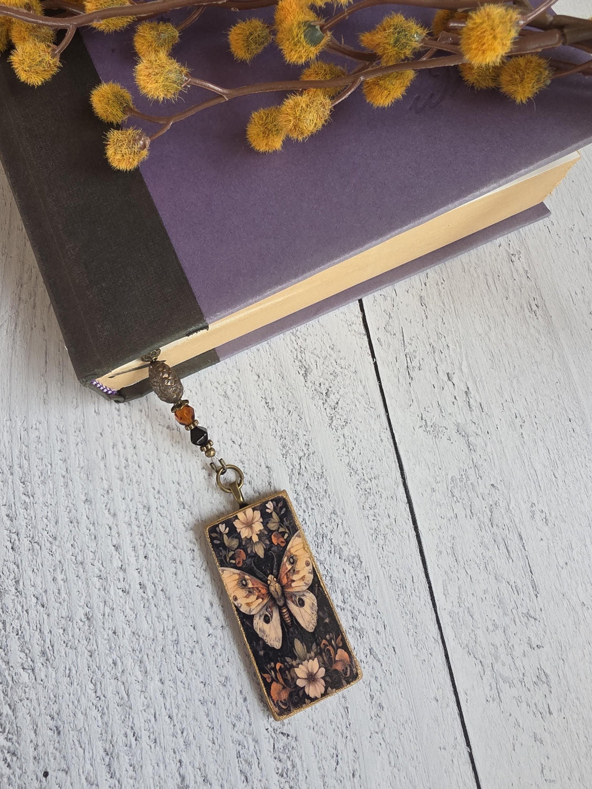Gothic Butterfly Beaded Bookmark, Pair With Book Gift