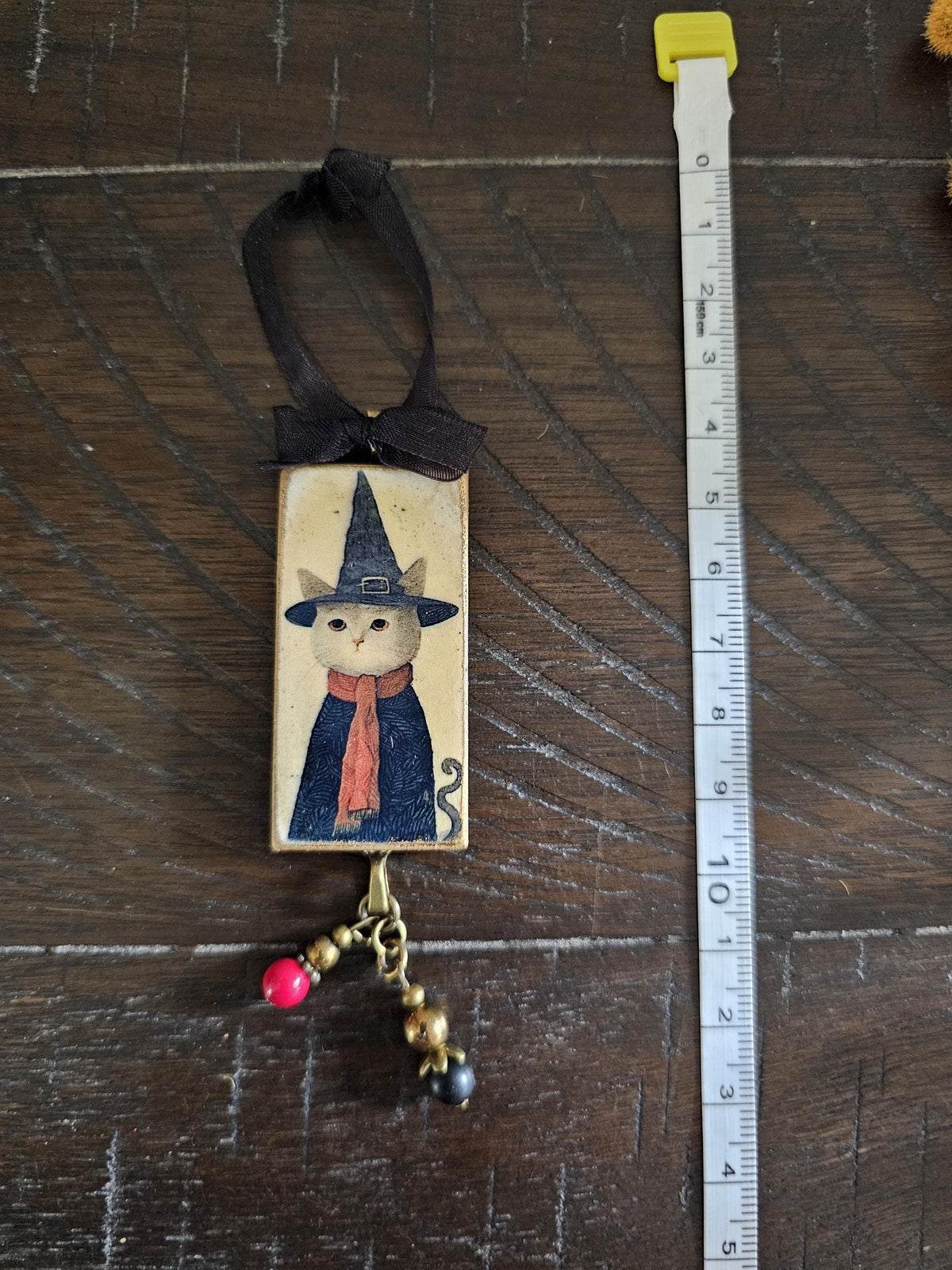 Witch Cat Halloween Ornament, Fall Decor