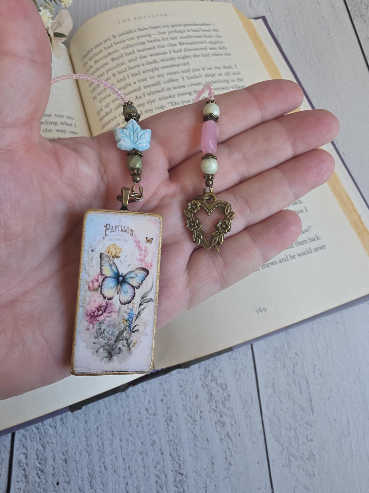 Vintage Style Butterfly Bookmark, Beaded Nature Theme