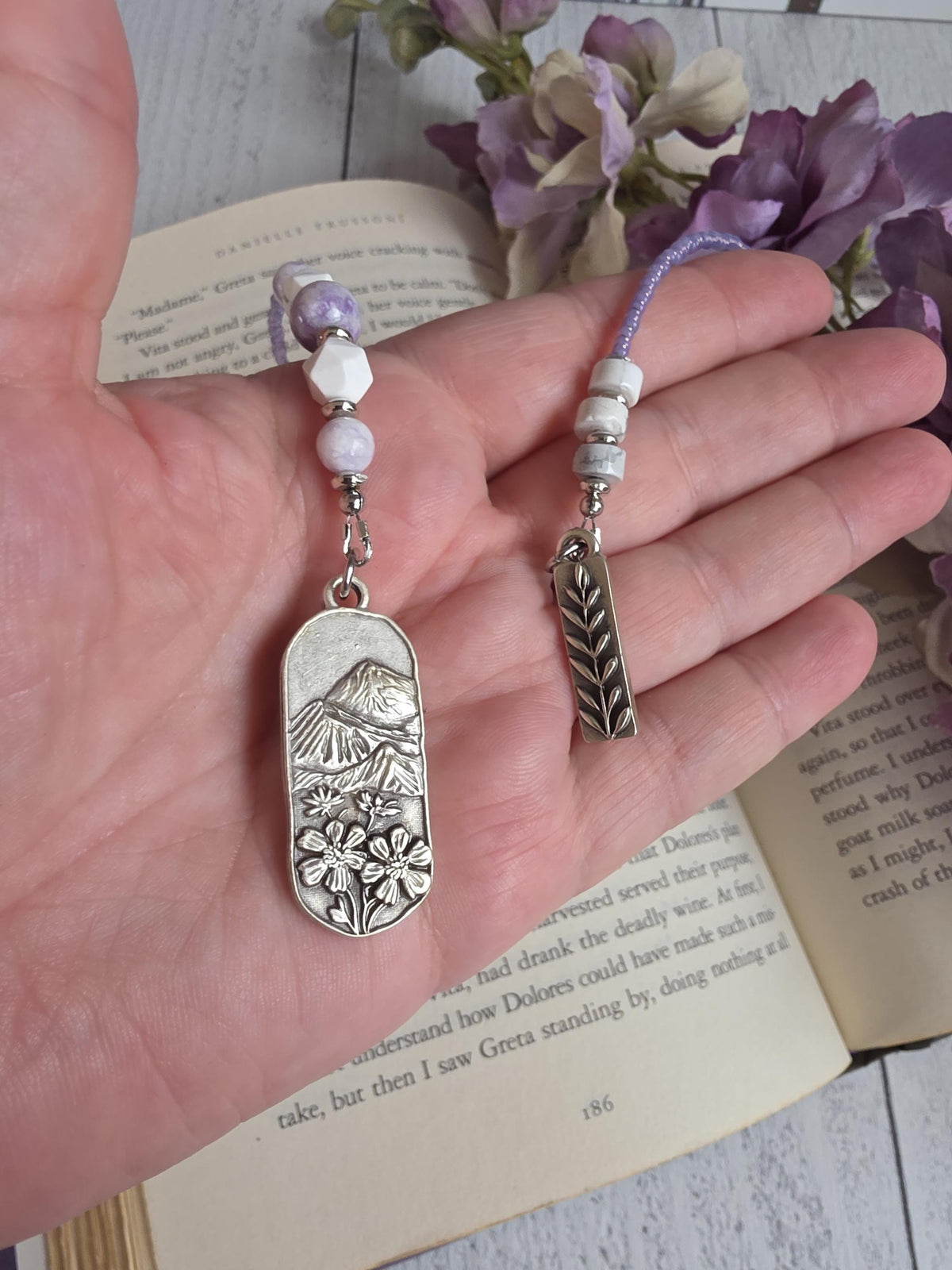 Gemstone Bookmark with Lavender Jasper Beads Makes a Unique Reader Gift