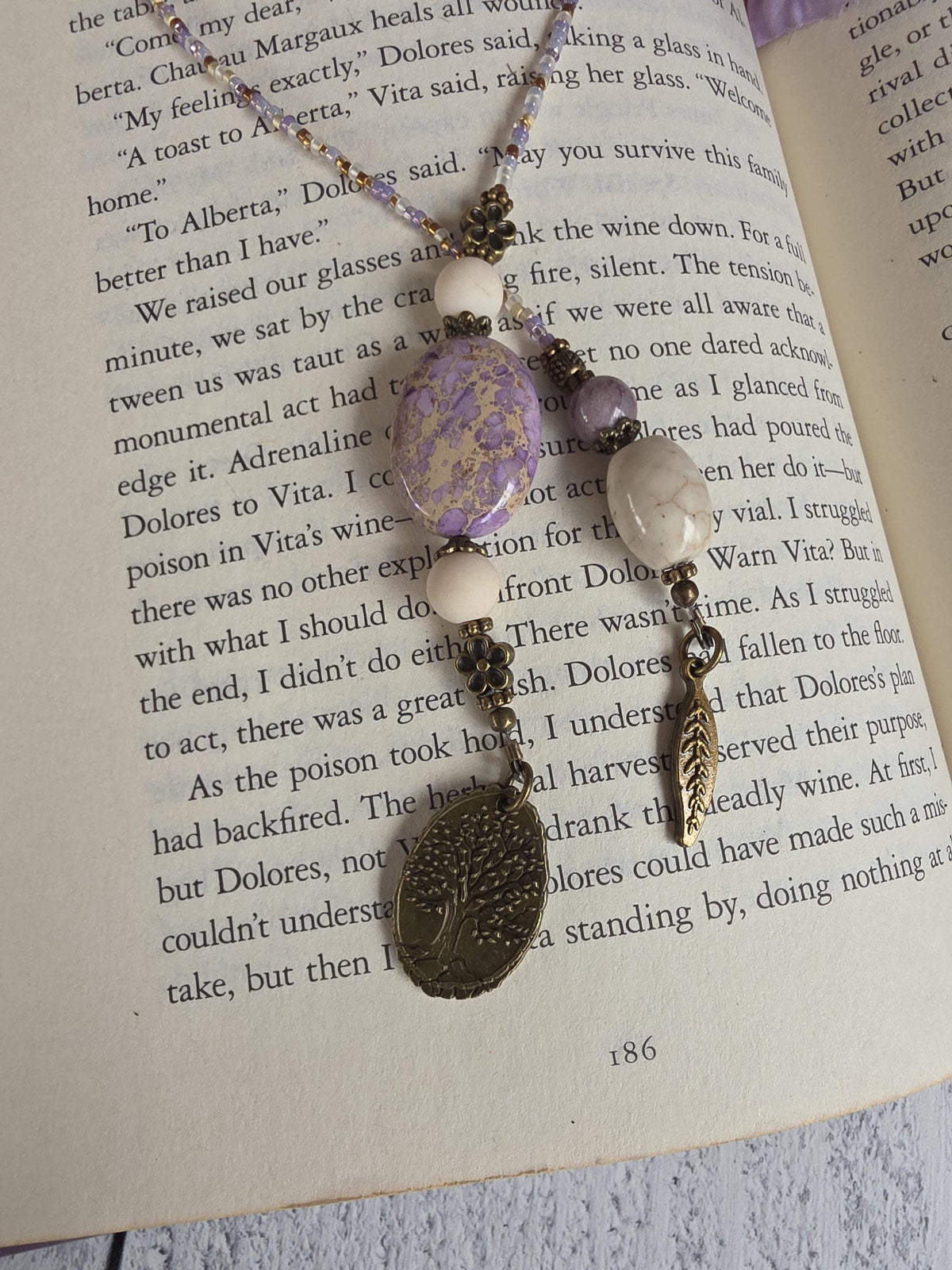 Gemstone Bookmark with Lavender Dyed Imperial Jasper Bead Makes a Unique Reader Gift