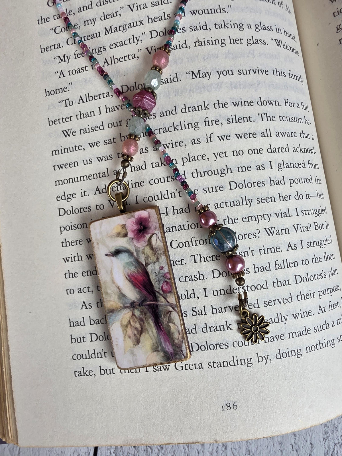 Whimsical Bird Bookmark, Beaded Reader Gift
