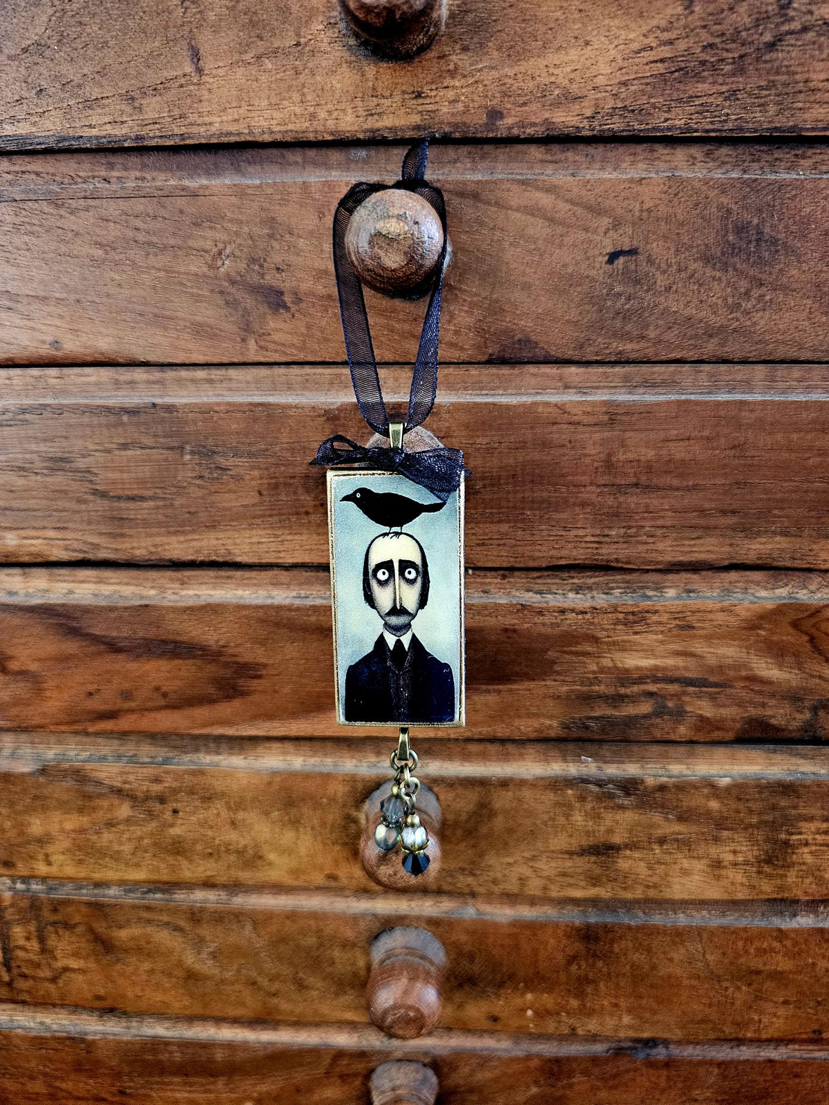 Whimsical Poe Raven Theme Ornament, Halloween Horror Decor