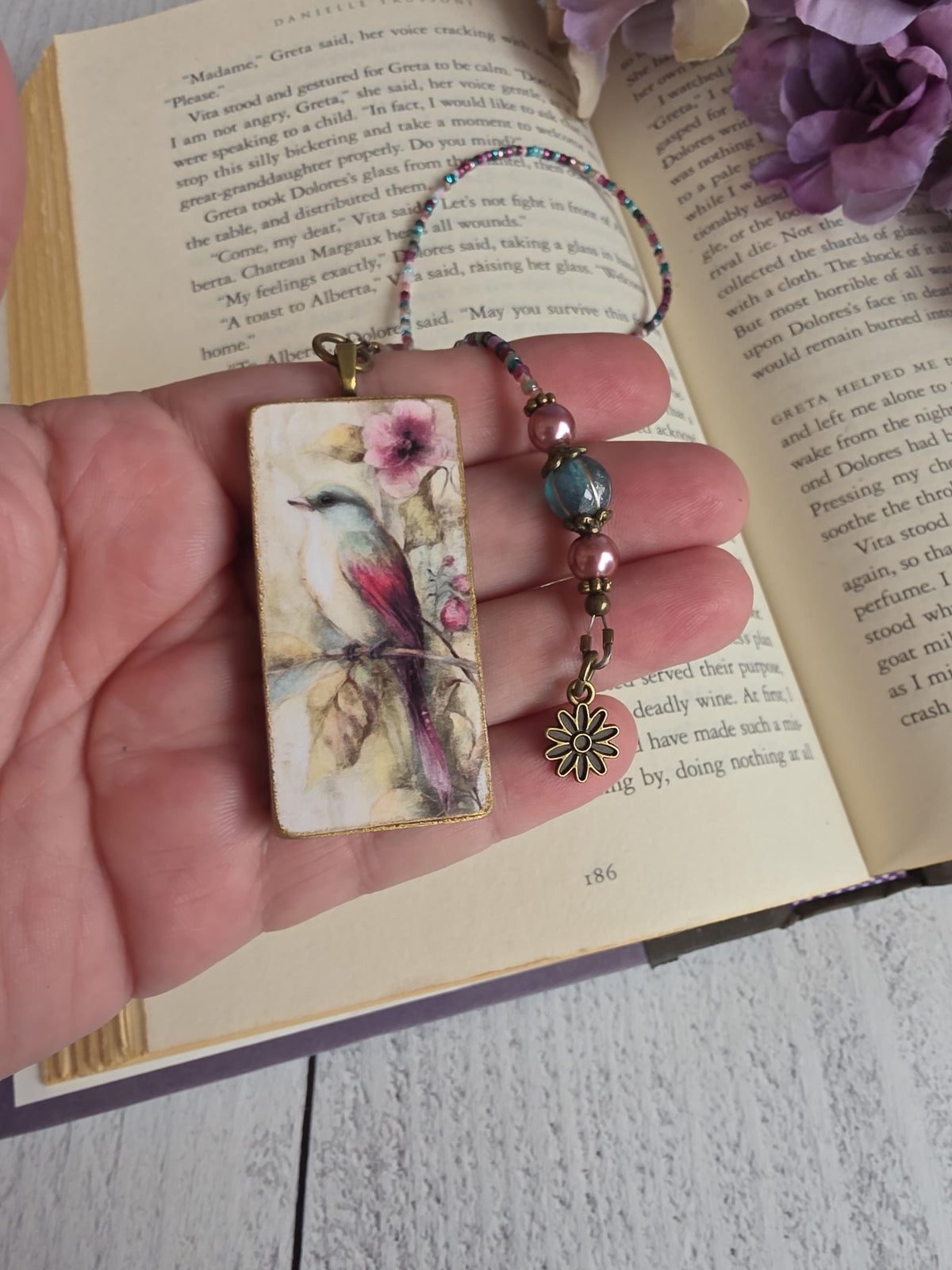 Whimsical Bird Bookmark, Beaded Reader Gift