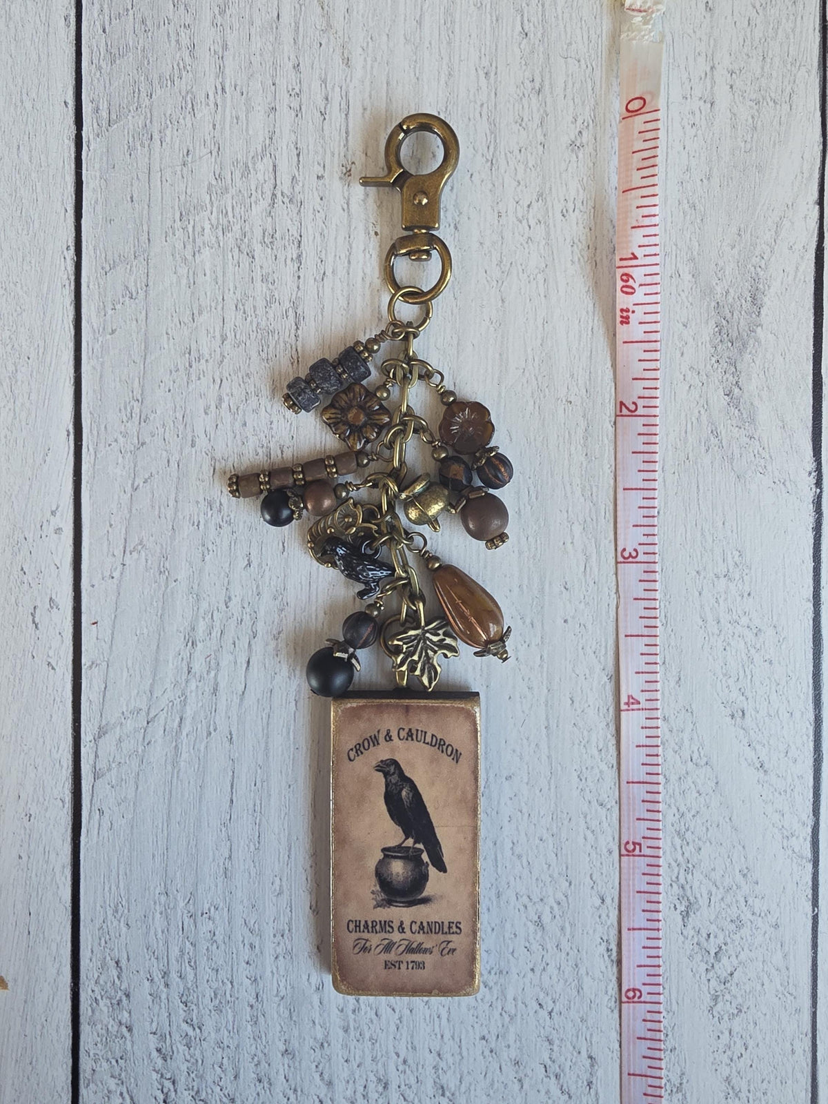 Gothic Crow Bag Charm, Moody Fall Halloween Purse Clip