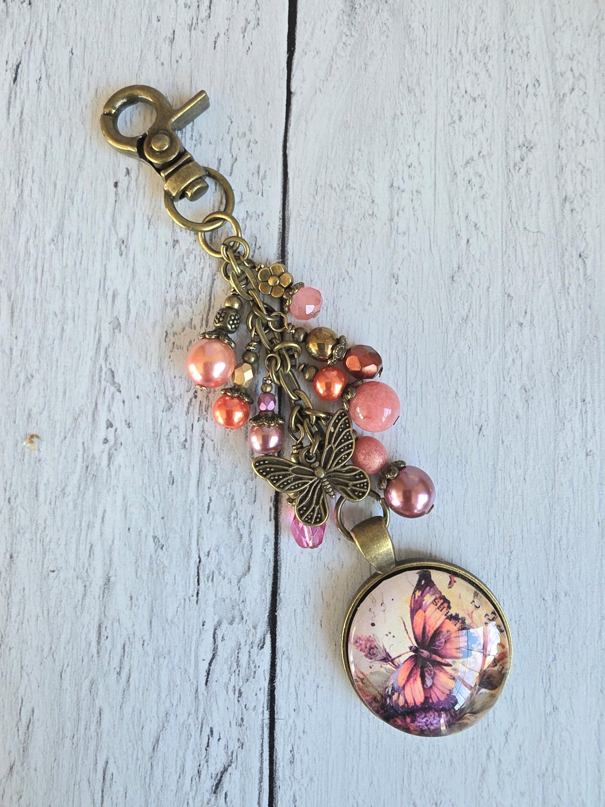 Butterfly Bag Charm, Beaded Purse Flair