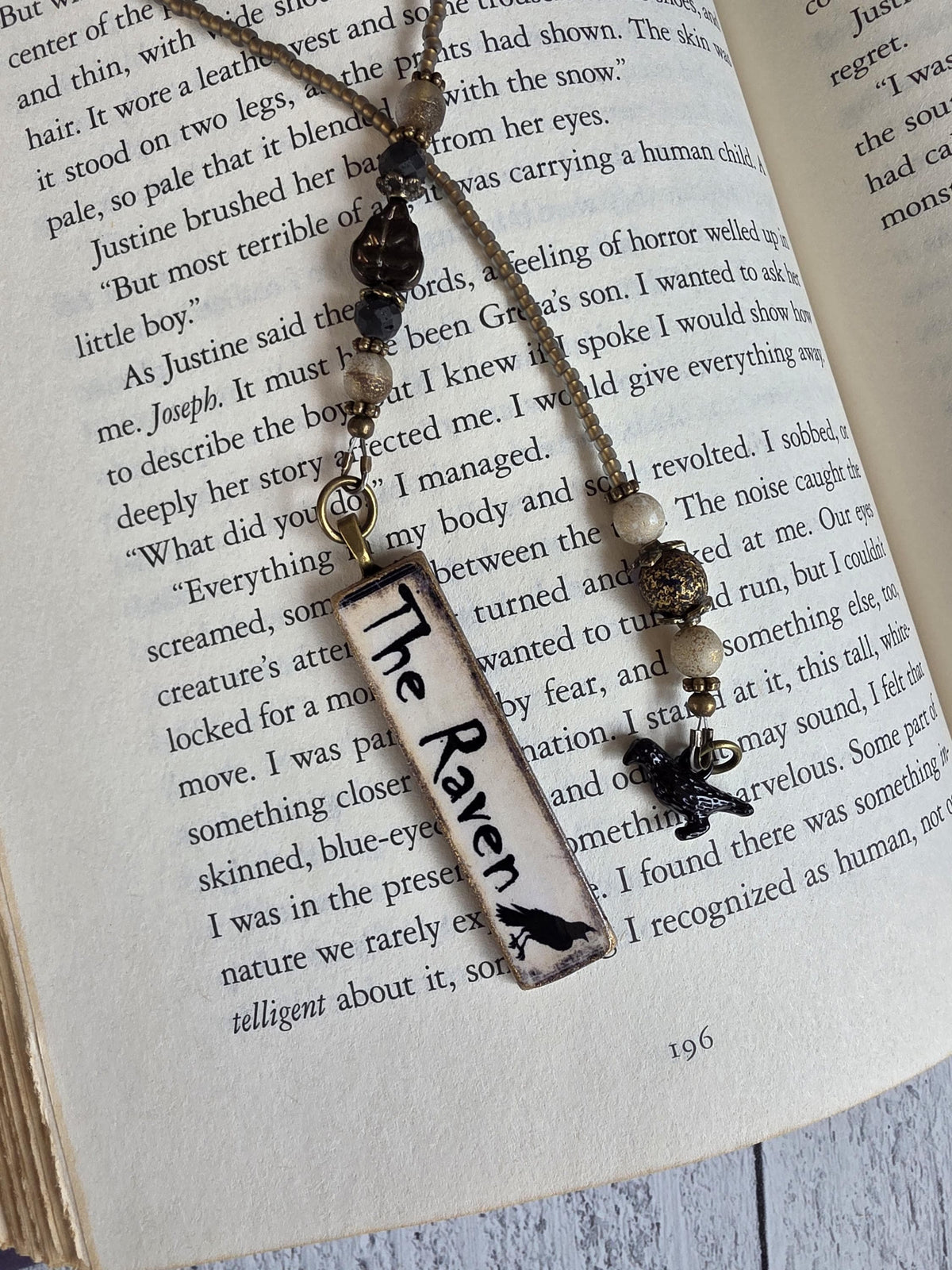 The Raven Bookmark, Handmade Pendant, Choose Your Length