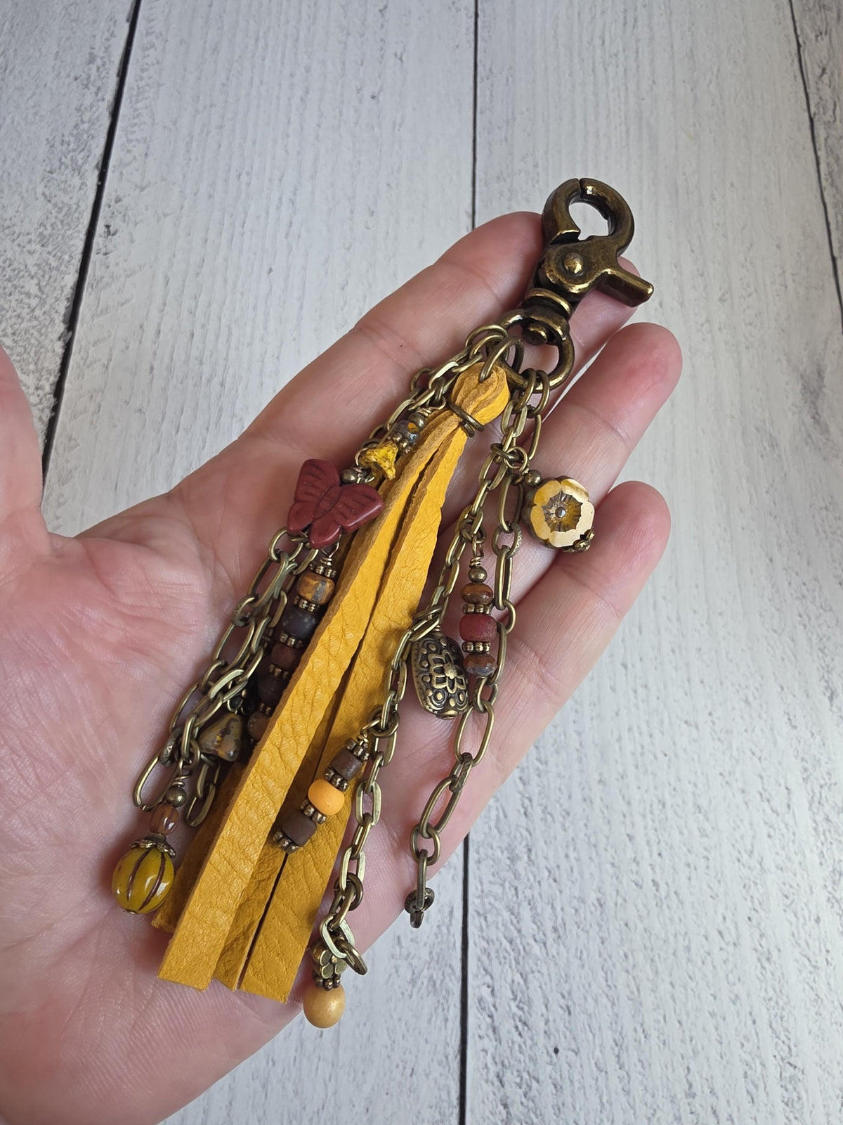 Leather and Beaded Bag Tassel, Fall Purse Flair