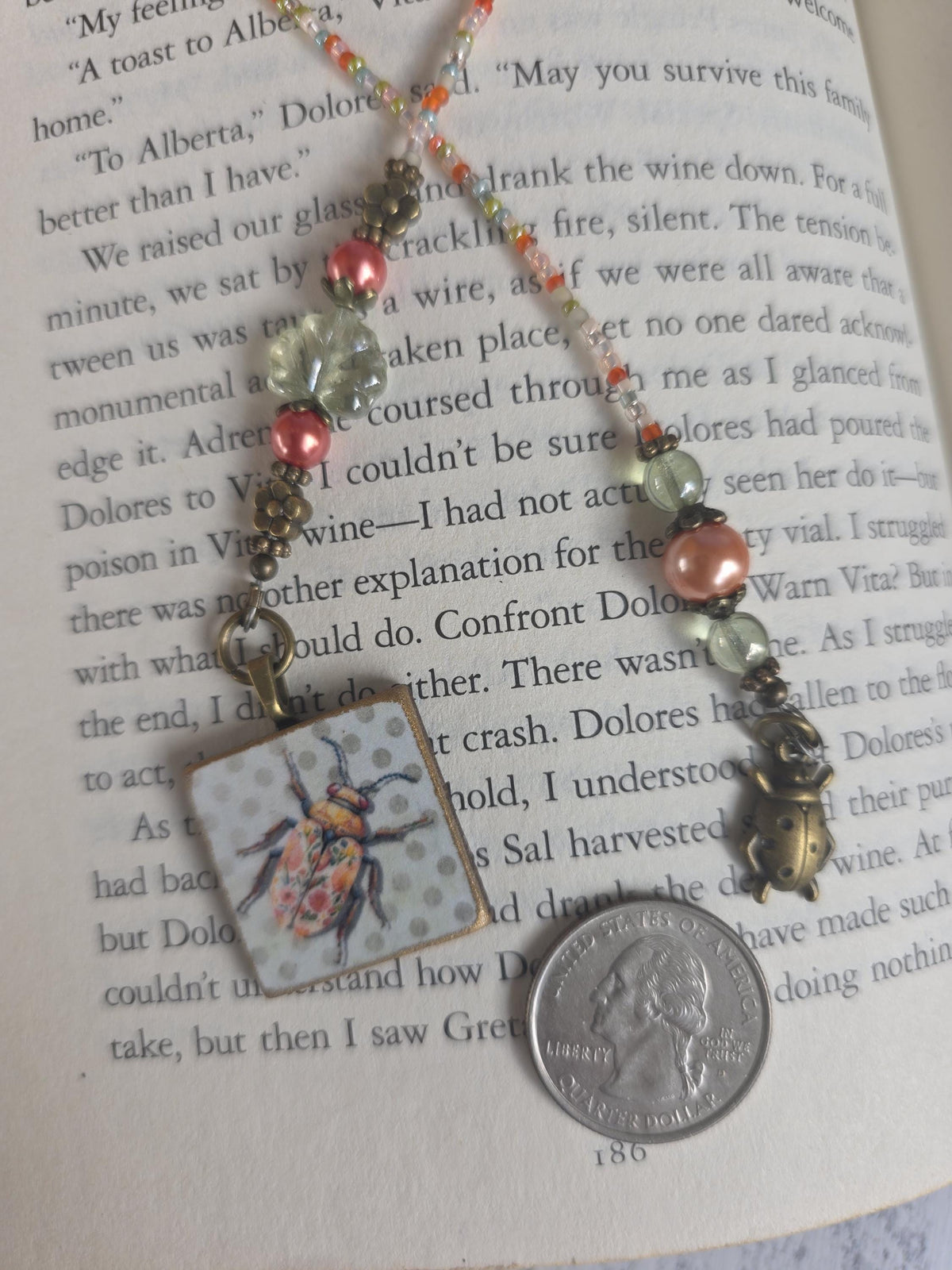 Beetle With Flowers, Nature Theme Bookmark