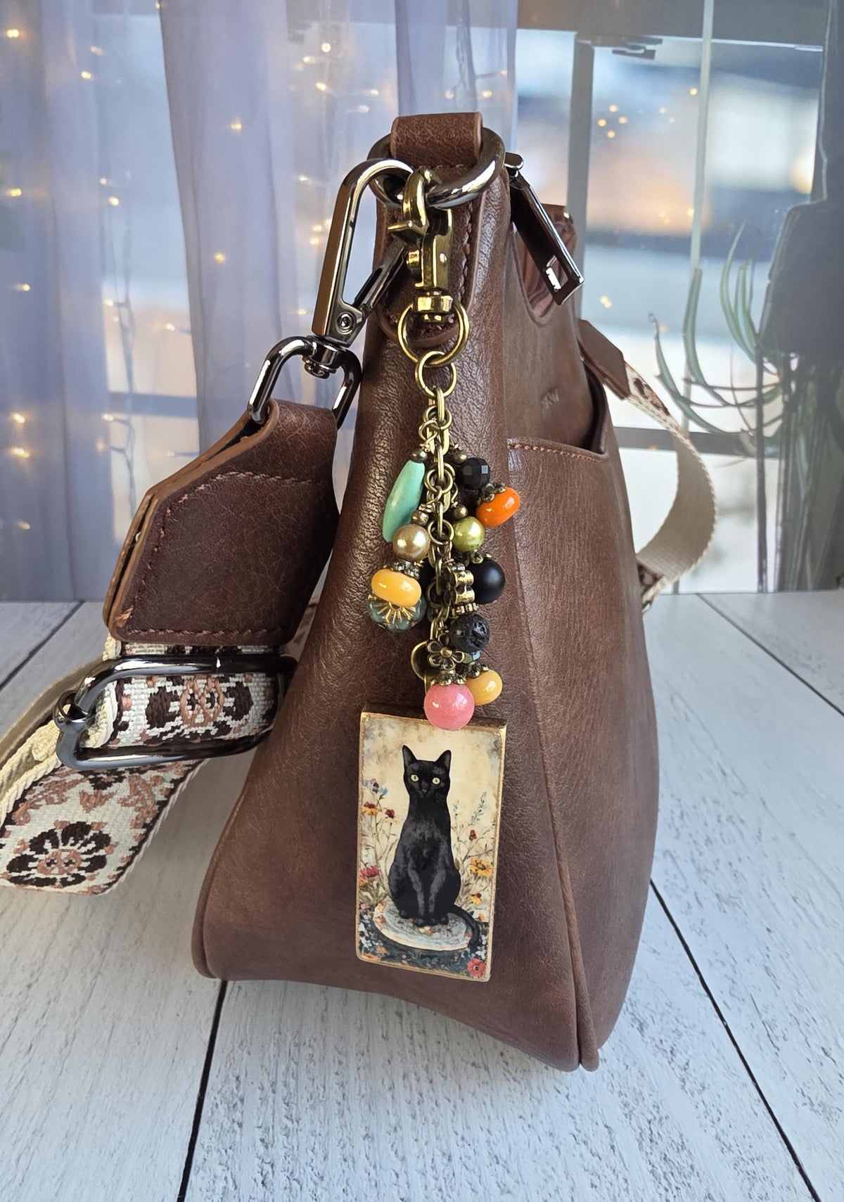 Black Cat Bag Charm, Cute Kitty Purse Flair