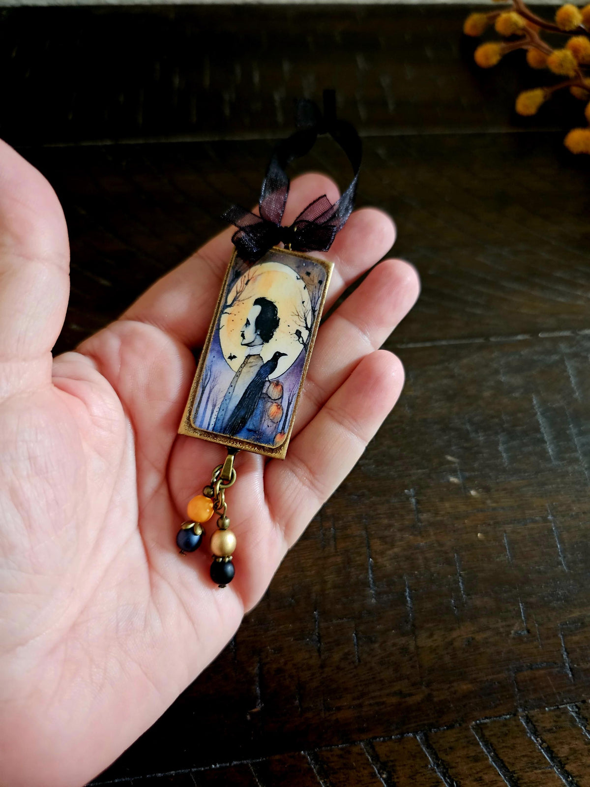Poe Raven Theme Ornament, Halloween Horror Decor