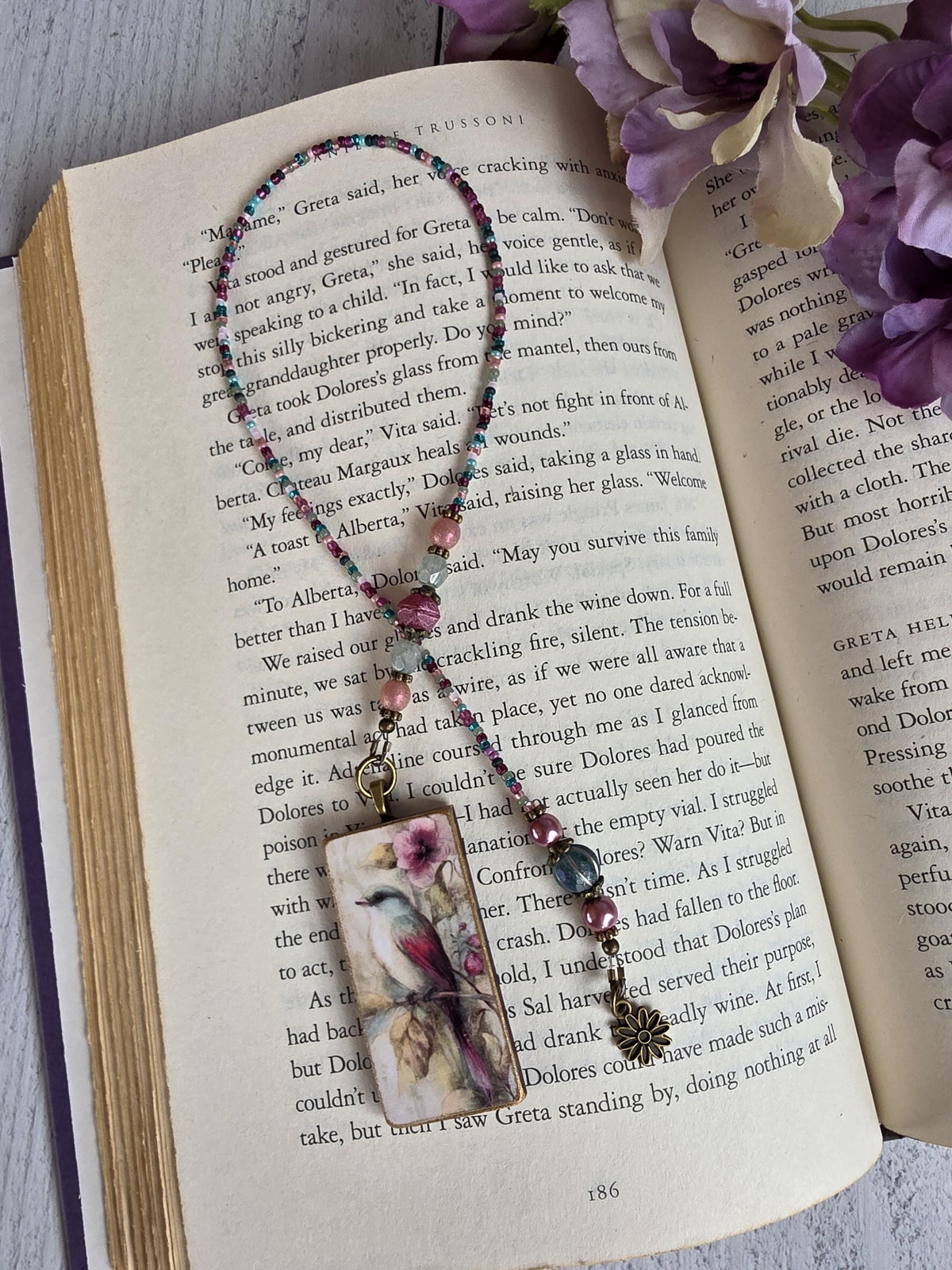 Whimsical Bird Bookmark, Beaded Reader Gift
