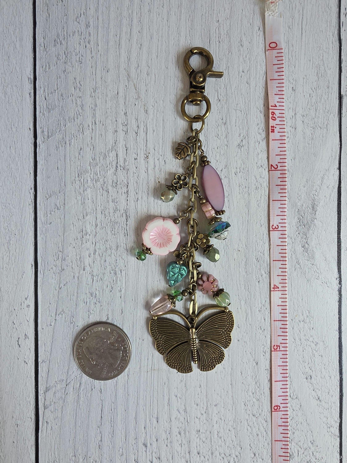 Pink Flowers Purse Charm, Sweet Spring Themed Bag Flair