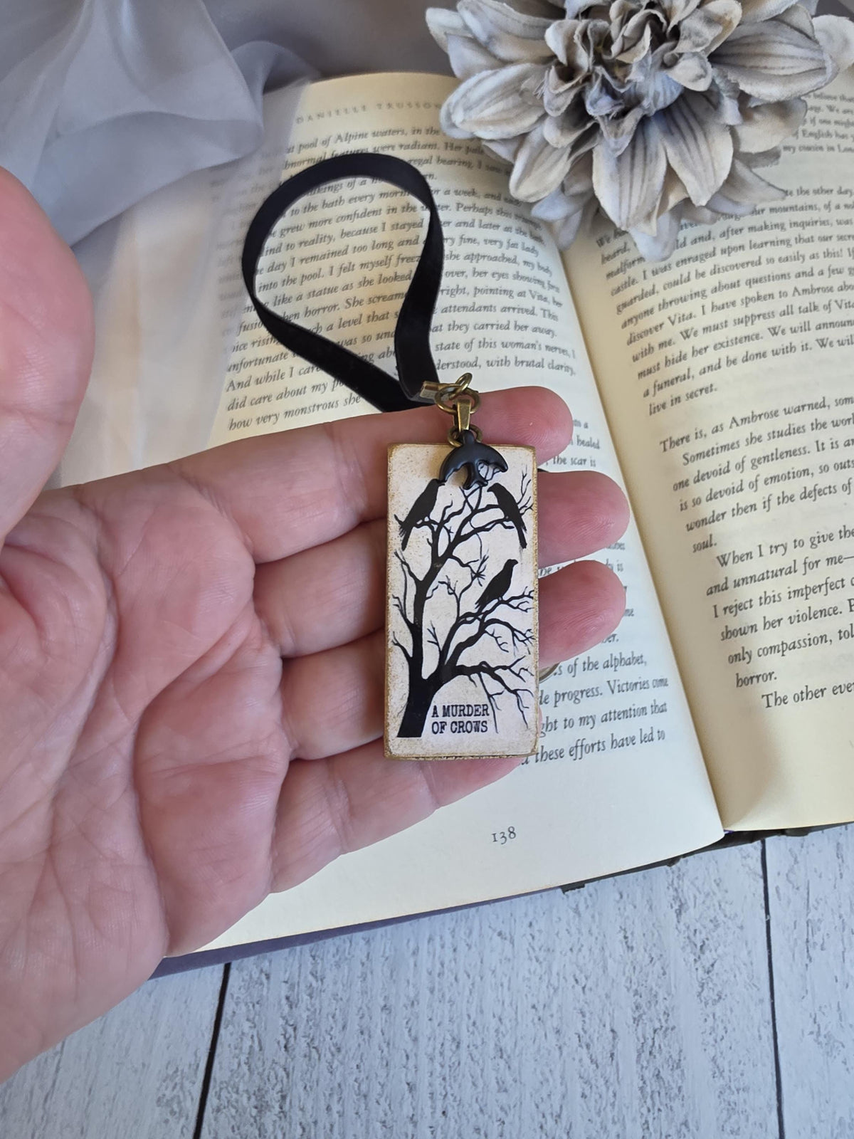 Murder of Crows Velvet Ribbon Bookmark, Perfect Gift for the Gothic Reader