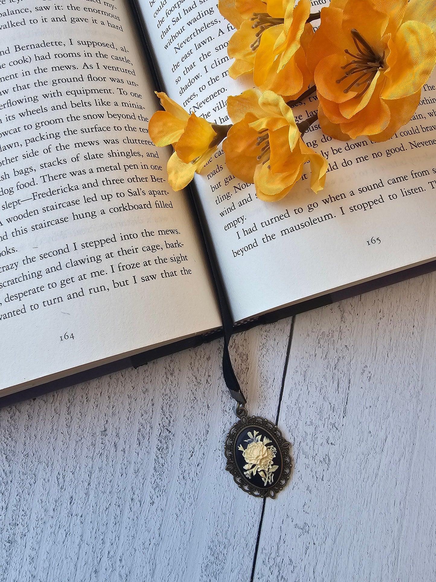 Velvet Rose Cameo Bookmark, Handmade Reader Gift