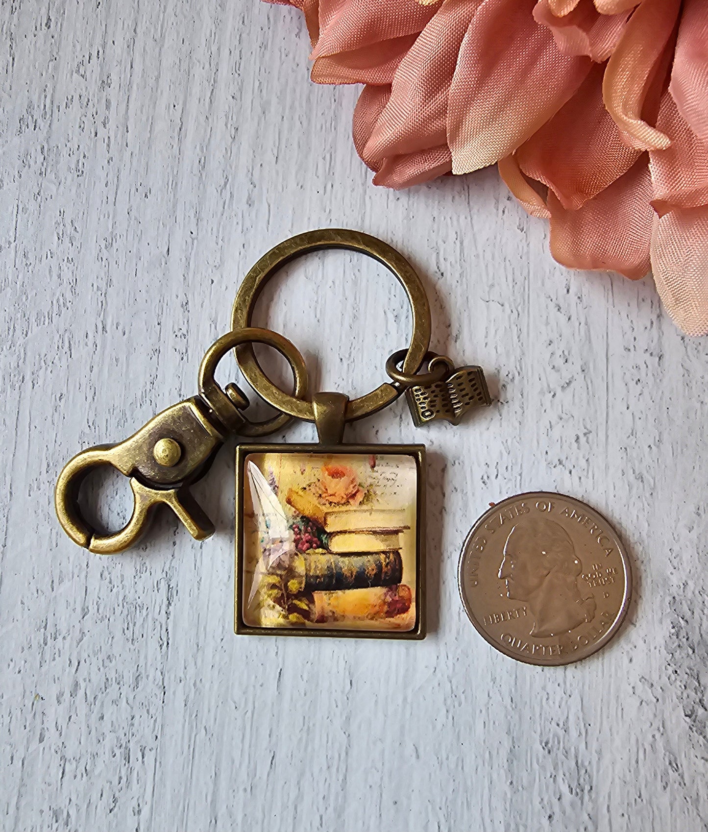 Books Keychain, Picture Pendant