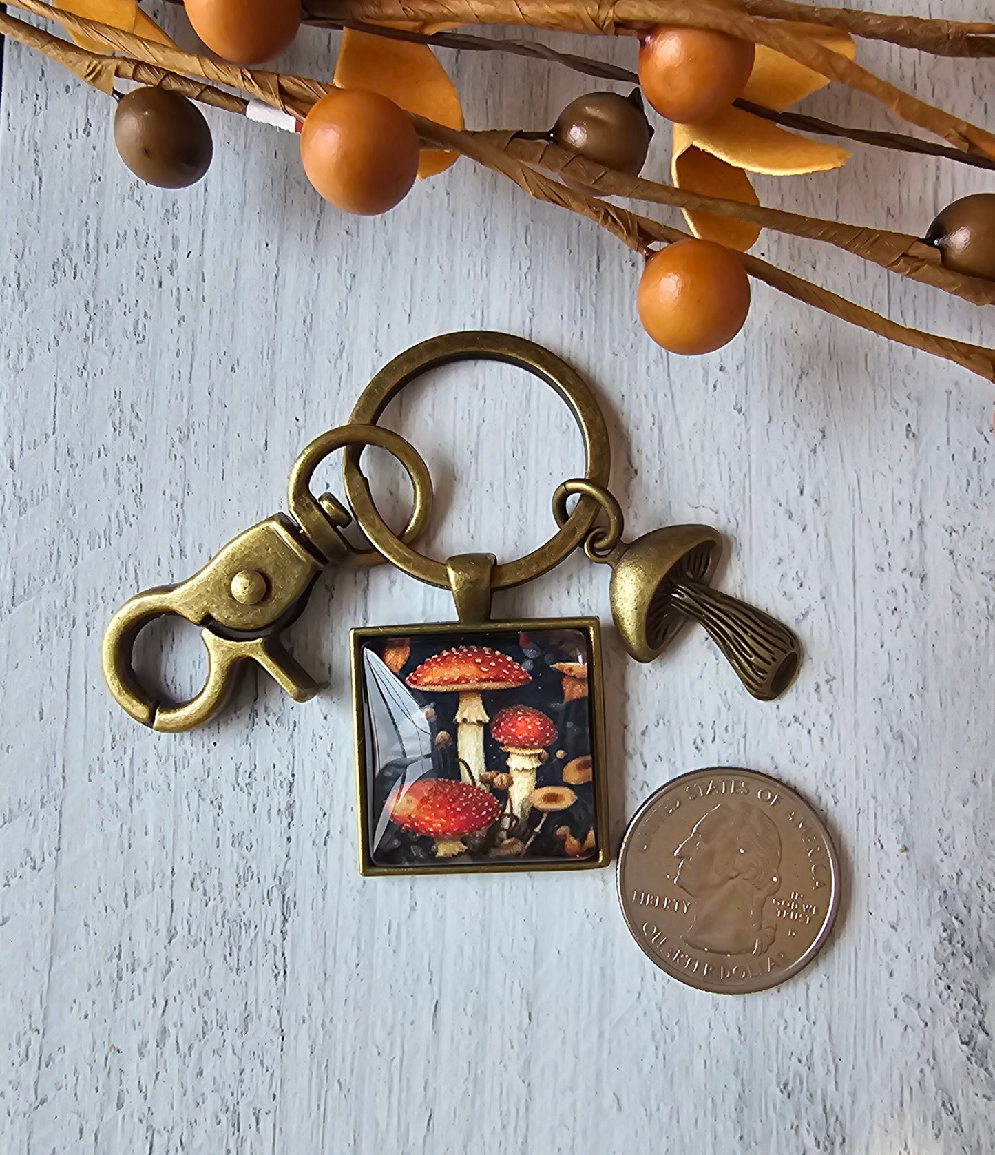 Mushroom Keychain, Nature Keychain, Mycology Keyring