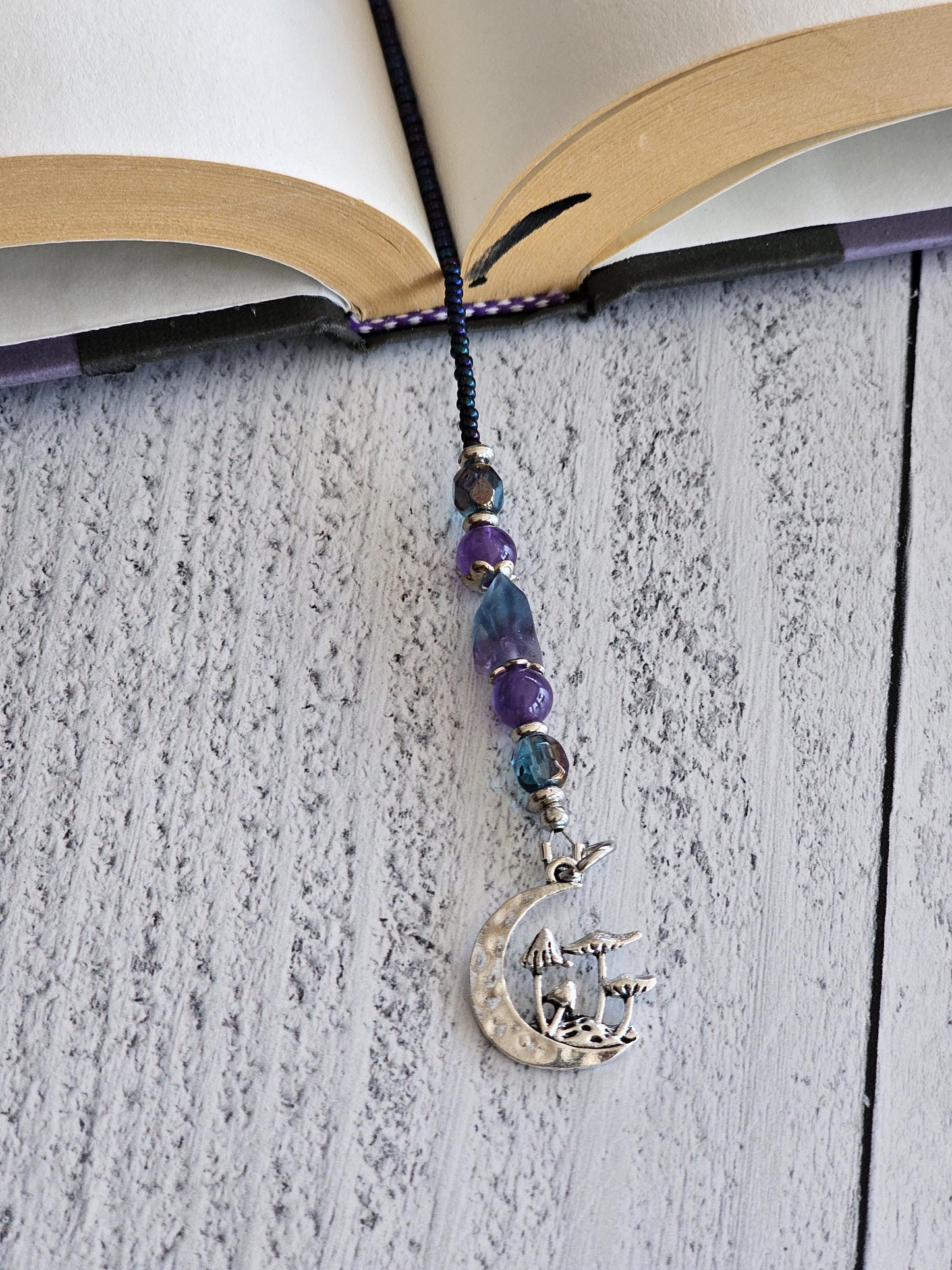 Matte Fluorite Beaded Bookmark, Unique Gemstone Reader Gift