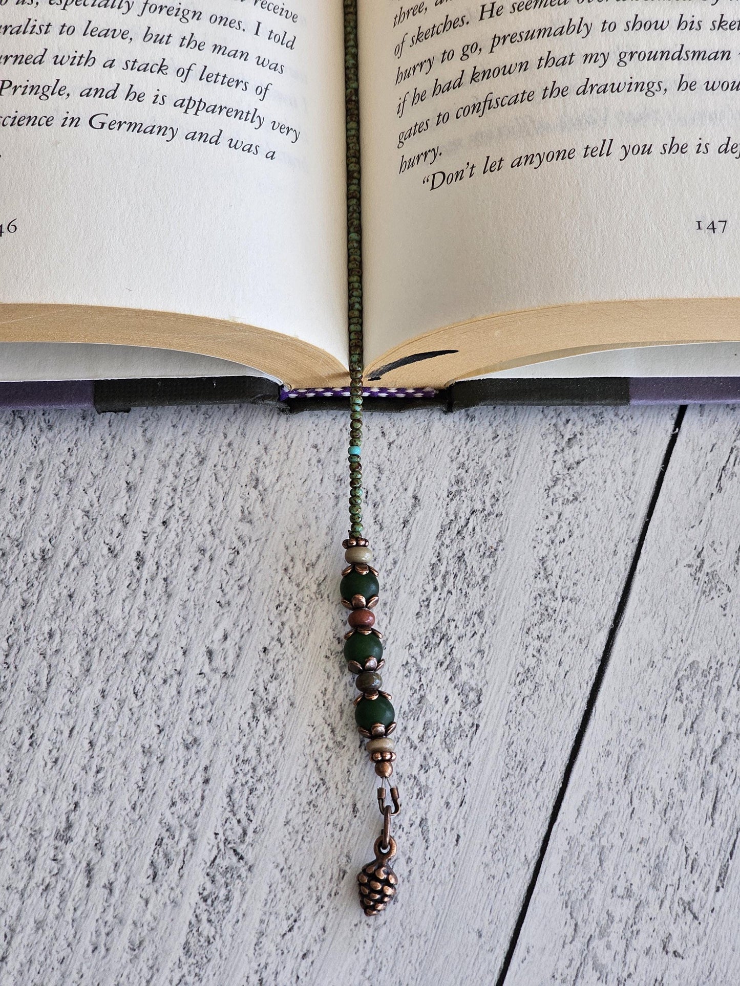 Red Creek Jasper Beaded Bookmark, Striking Gemstone Reader Gift