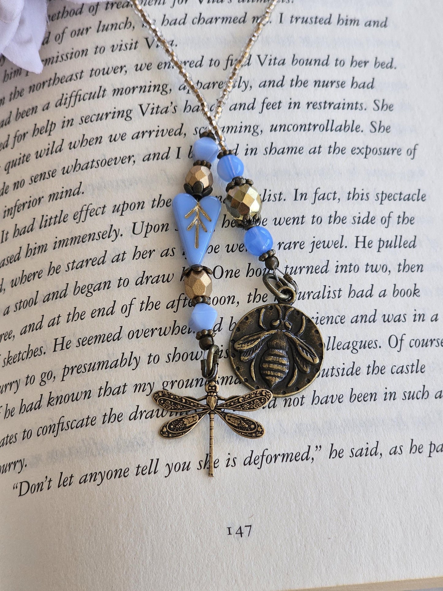 Blue Heart Reader Gift With Pollinator Charms