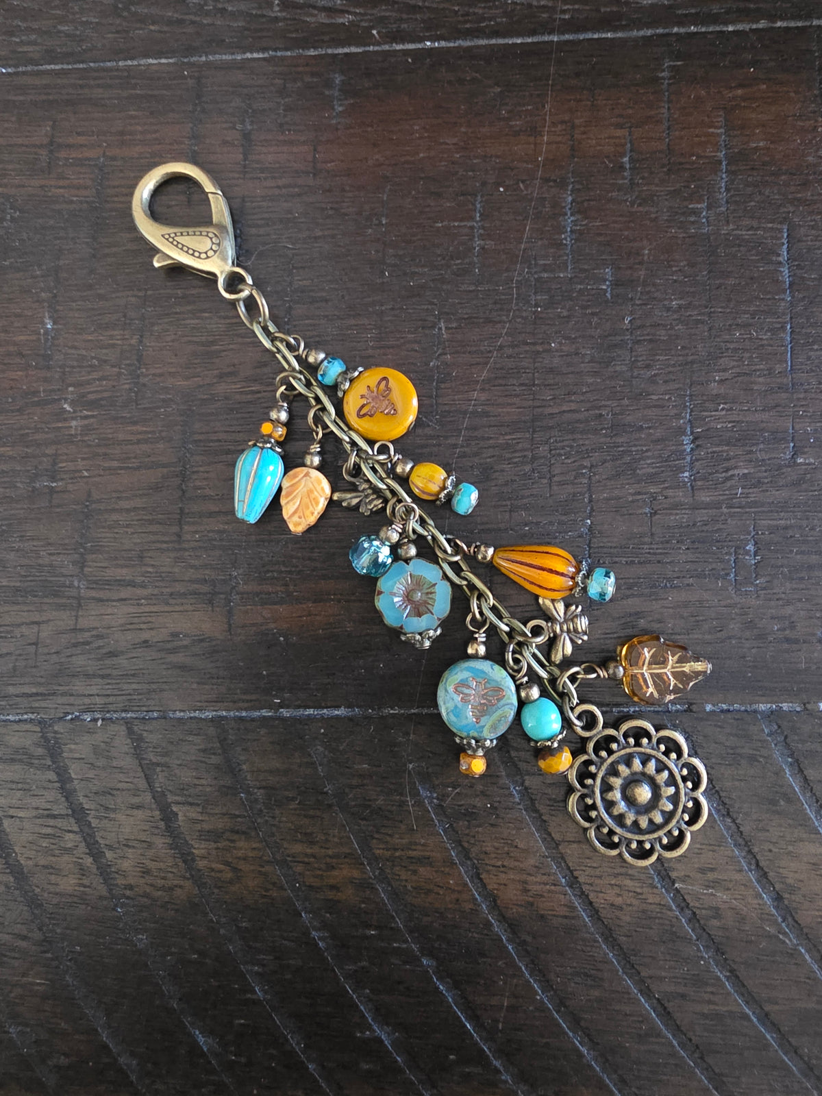Boho Style Pollinator Bee Beaded Bag Charm Zipper Pull