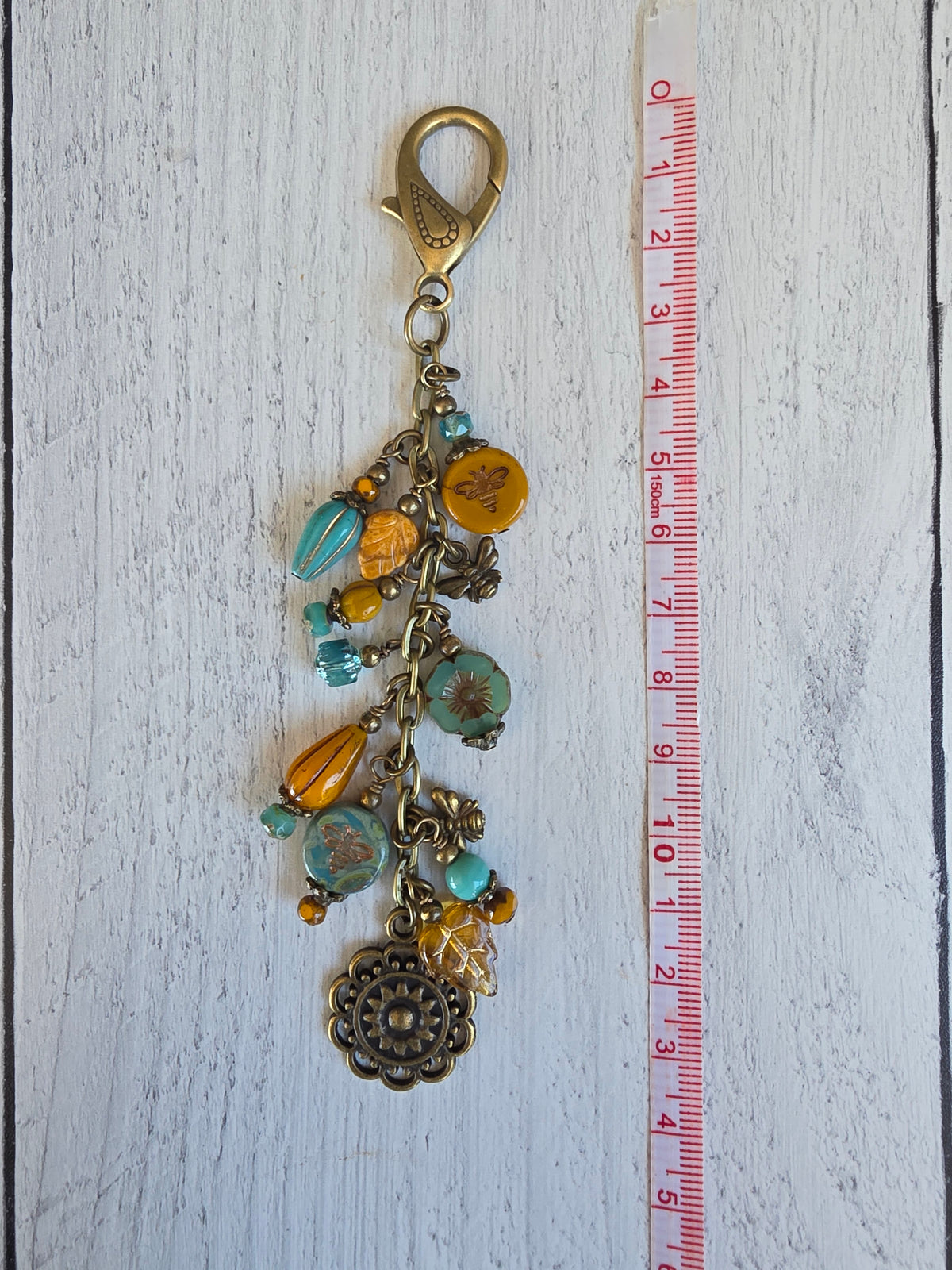 Boho Style Pollinator Bee Beaded Bag Charm Zipper Pull