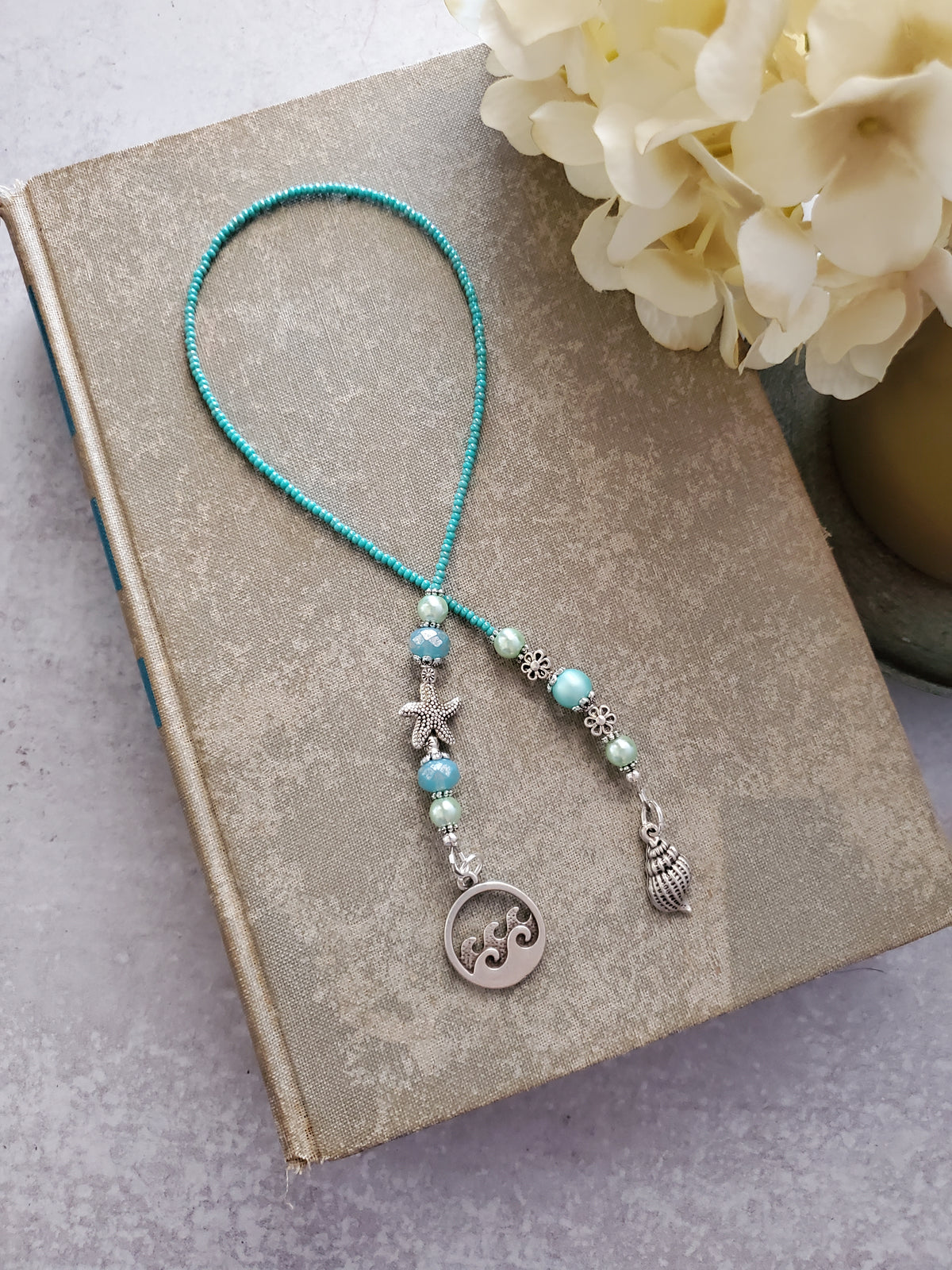 Summer Beach Themed Beaded Bookmark