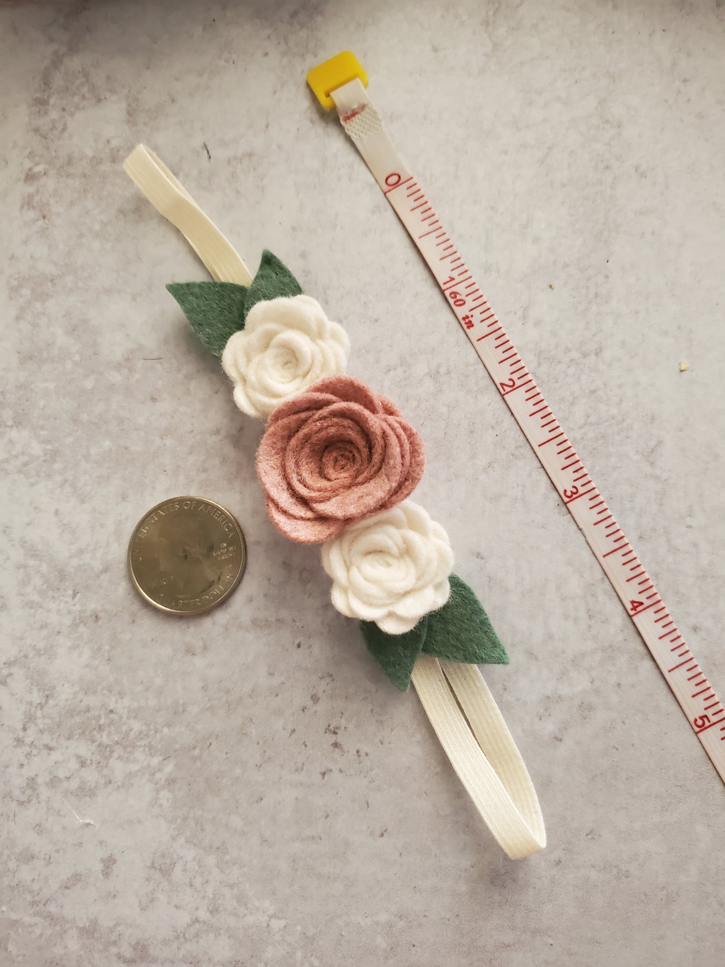 Pink and Cream Felt Flower Book Band Bookmark