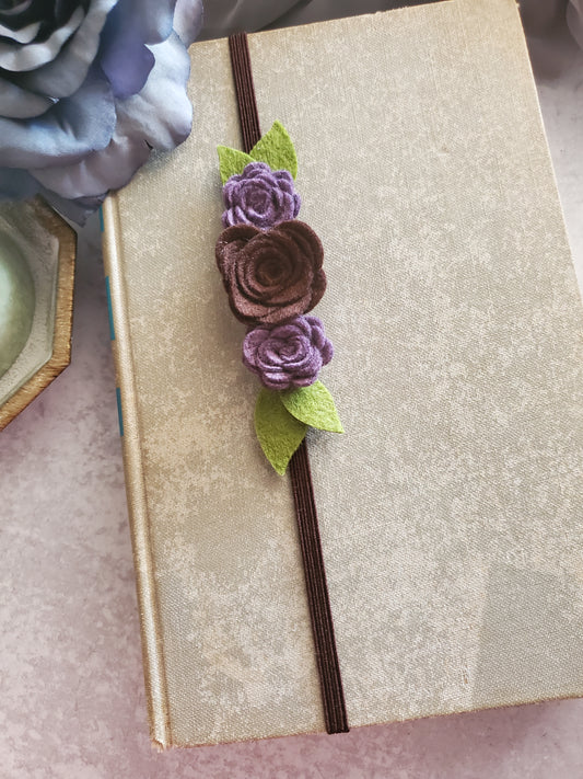 Deep Purple Felt Flower Book Band Bookmark