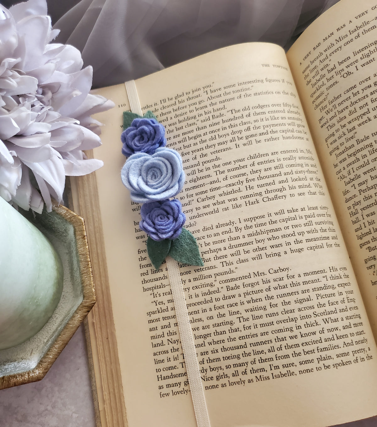 Periwinkle Felt Flower Book Band Bookmark