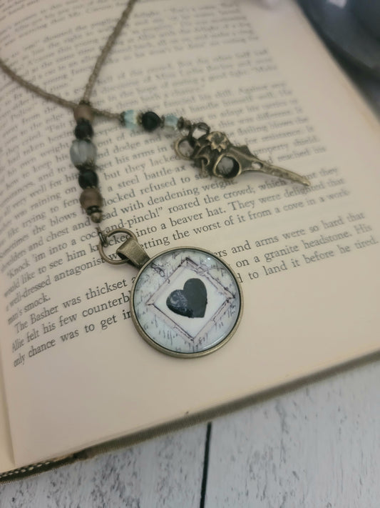 Hummingbird Skull Black Heart Bookmark