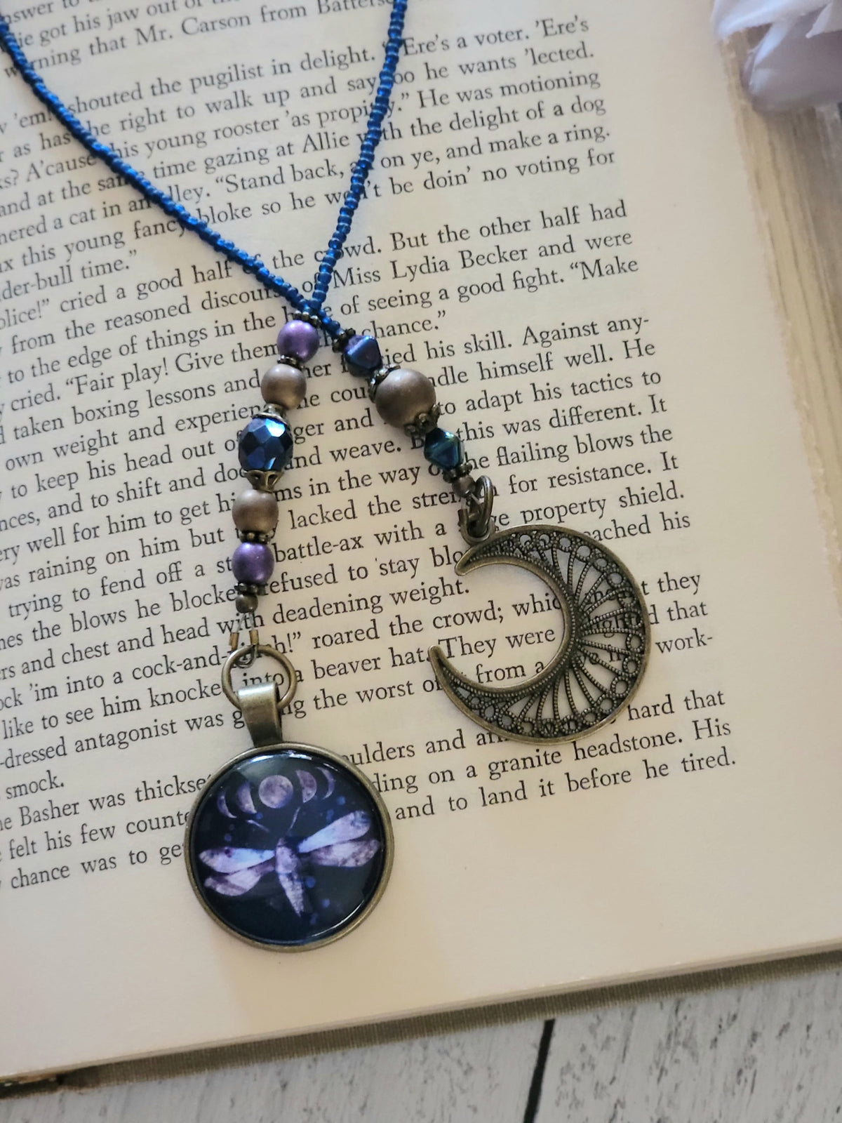 Luna Moth Moon Beaded Bookmark